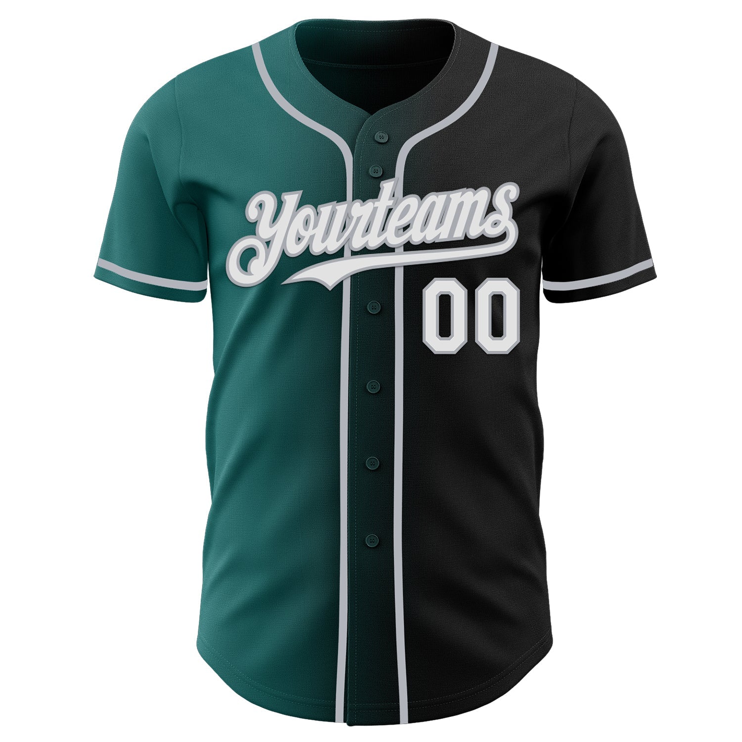 Custom Black White Teal-Gray Authentic Gradient Fashion Baseball Jersey view 2