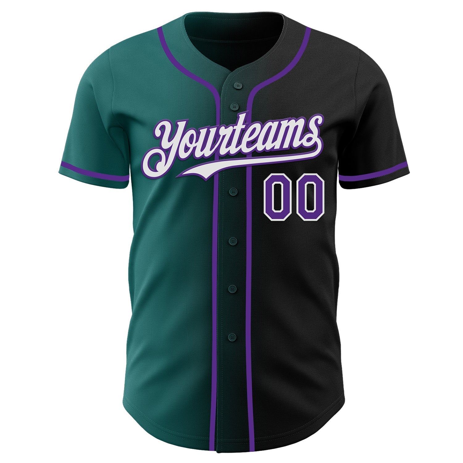 Custom Black Purple Teal-White Authentic Gradient Fashion Baseball Jersey view 2