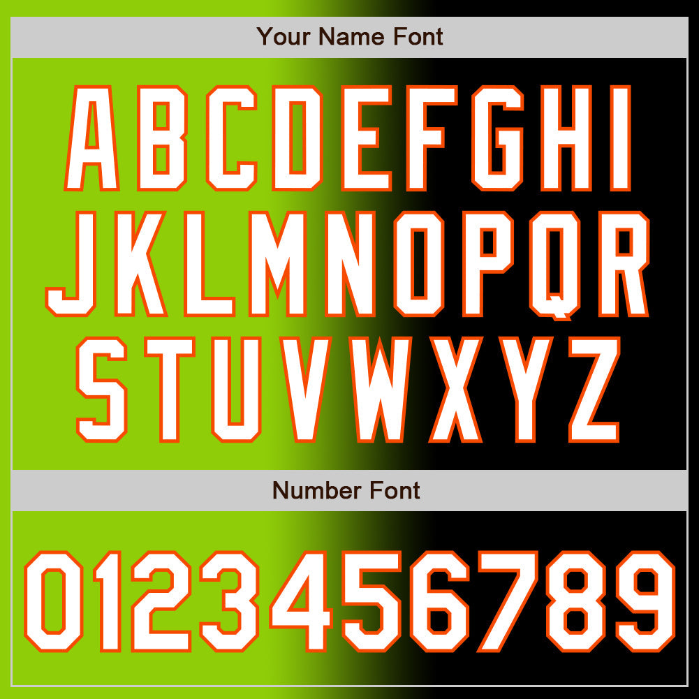 Custom Black White Neon Green-Orange Authentic Gradient Fashion Baseball Jersey view 5