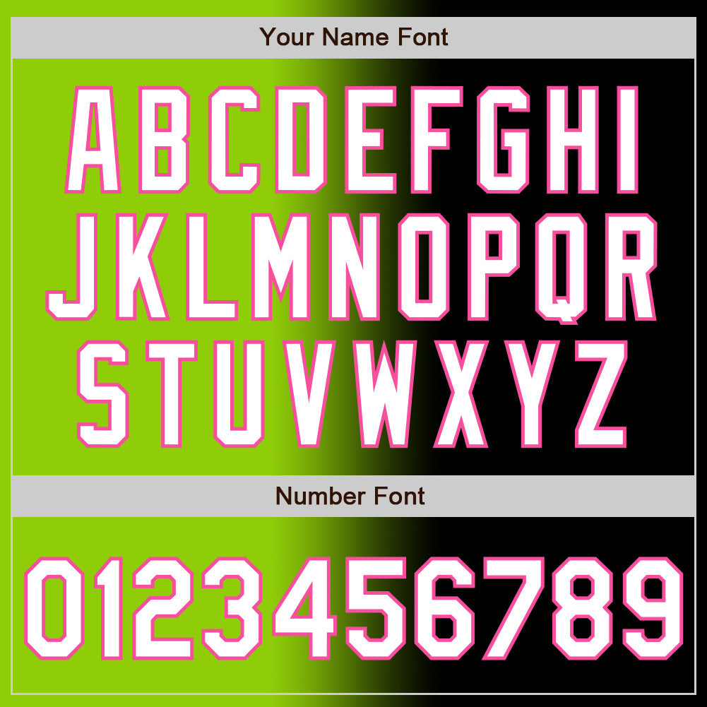 Custom Black White Neon Green-Pink Authentic Gradient Fashion Baseball Jersey view 5