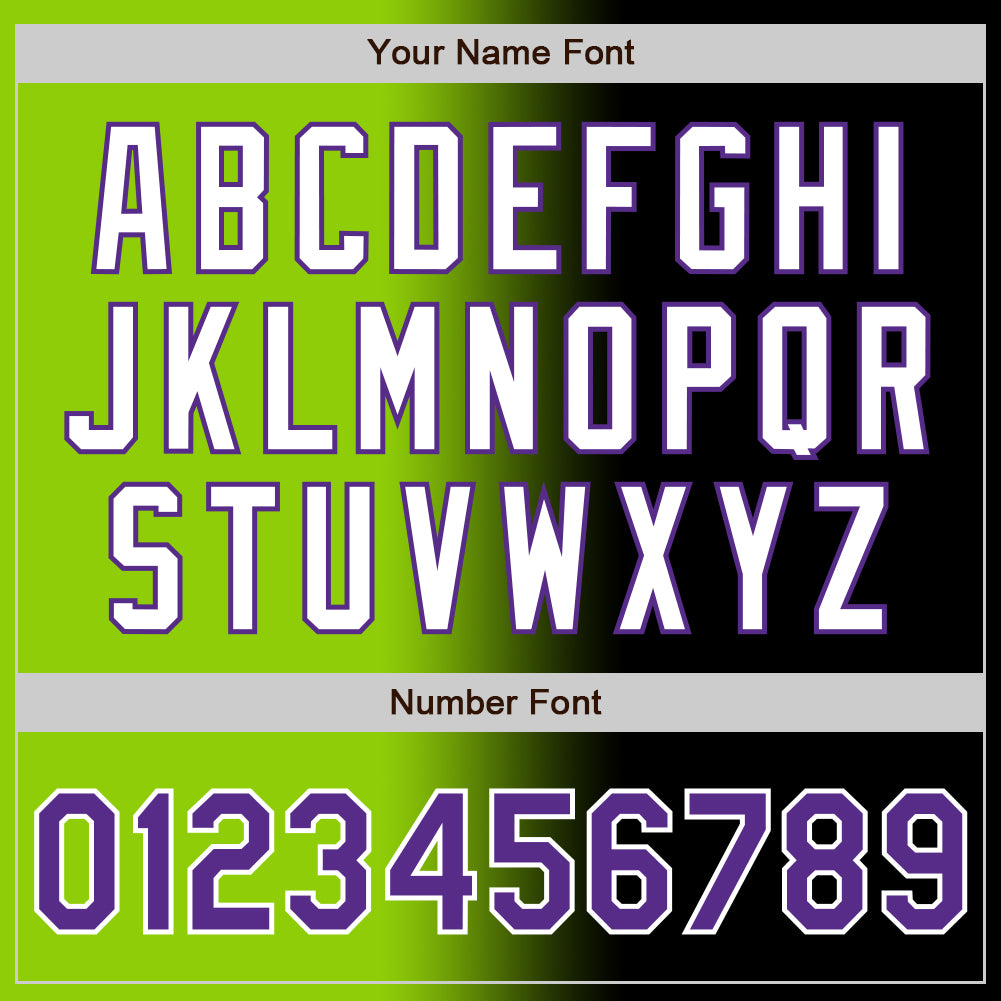 Custom Black Purple Neon Green-White Authentic Gradient Fashion Baseball Jersey view 5