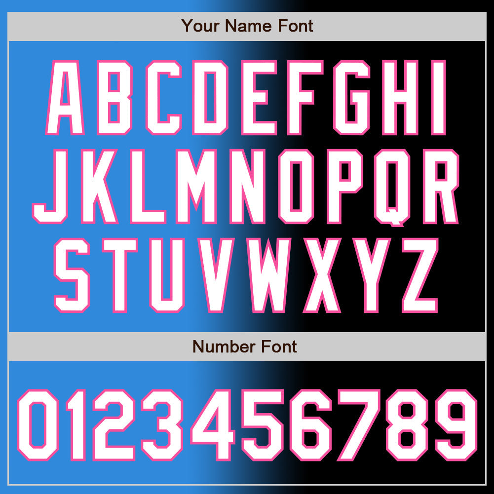 Custom Black White Electric Blue-Pink Authentic Gradient Fashion Baseball Jersey view 5