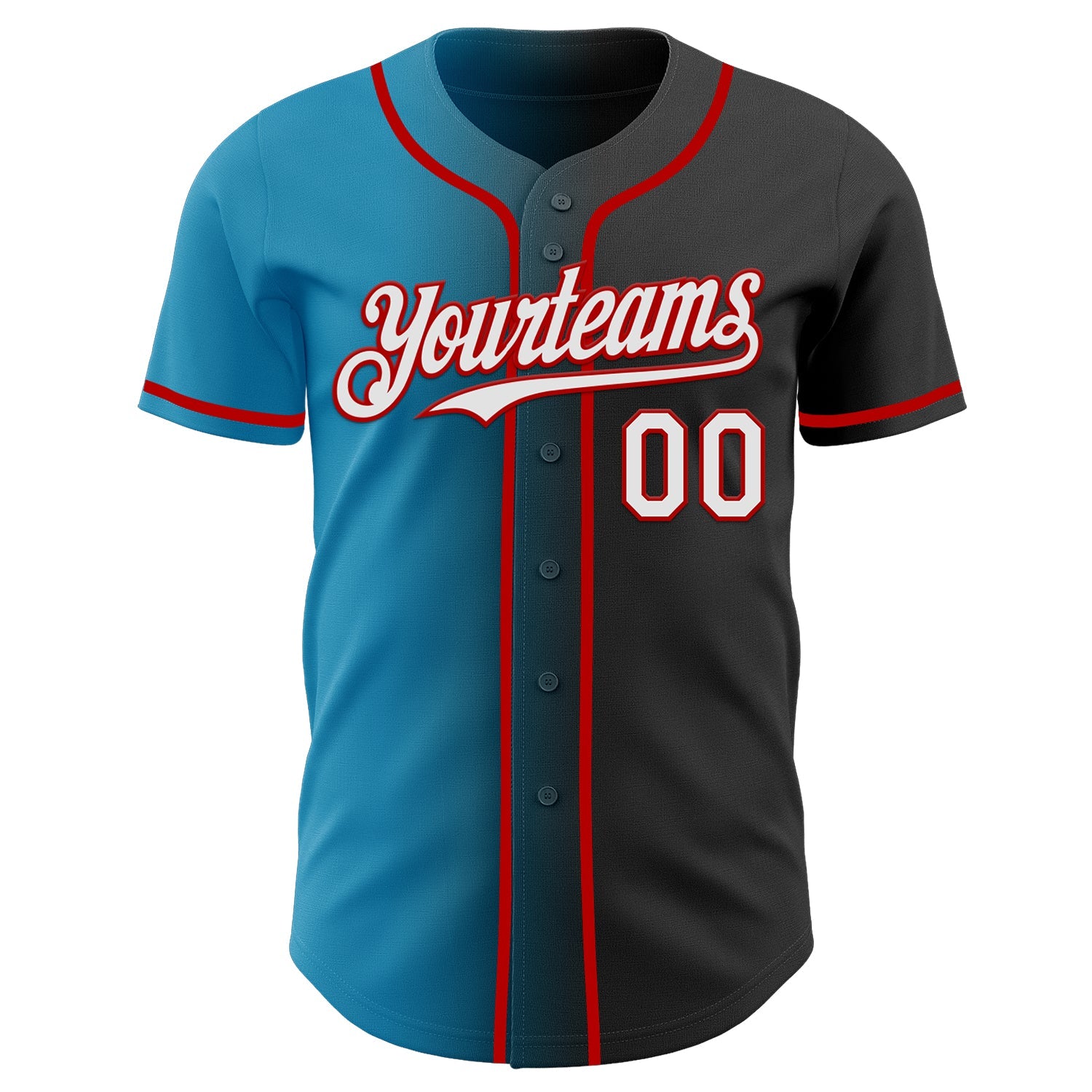 Custom Black White Panther Blue-Red Authentic Gradient Fashion Baseball Jersey view 2