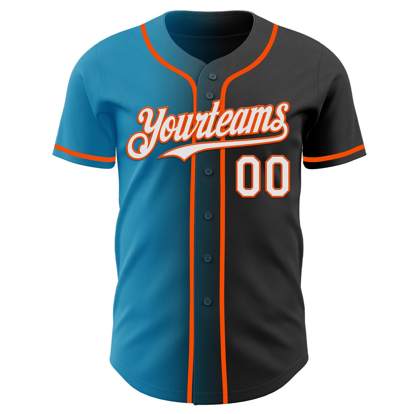 Custom Black White Panther Blue-Orange Authentic Gradient Fashion Baseball Jersey view 2