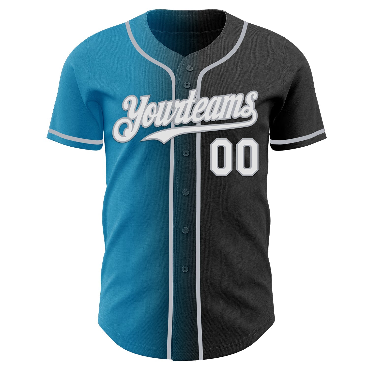 Custom Black White Panther Blue-Gray Authentic Gradient Fashion Baseball Jersey view 2