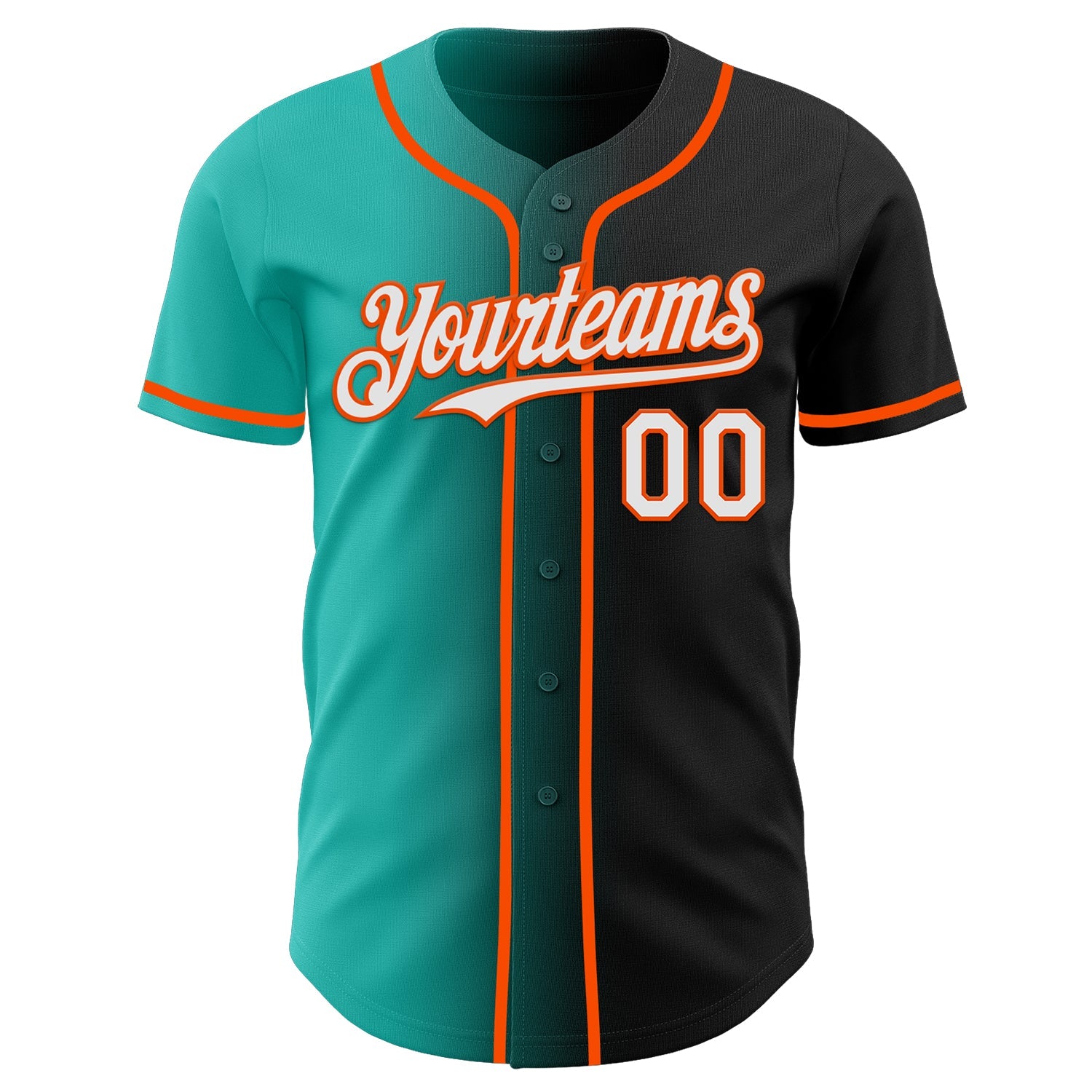 Custom Black White Aqua-Orange Authentic Gradient Fashion Baseball Jersey view 2