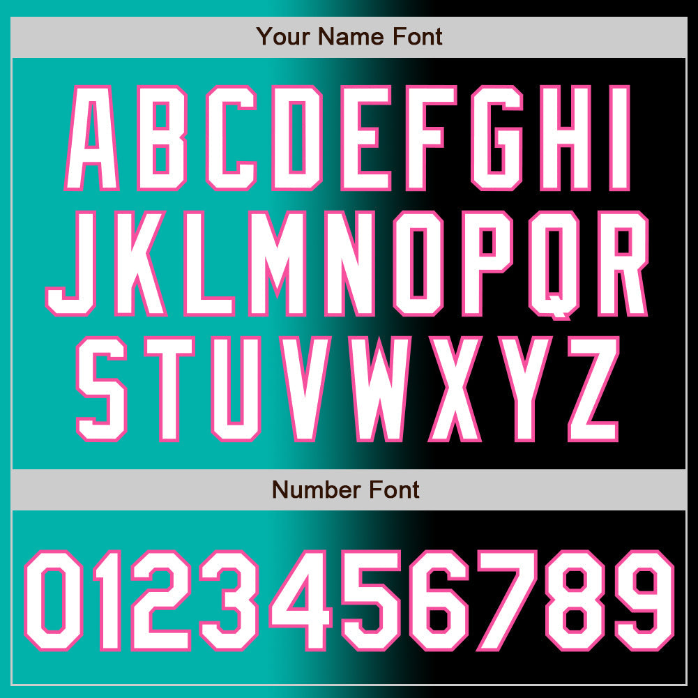Custom Black White Aqua-Pink Authentic Gradient Fashion Baseball Jersey view 5