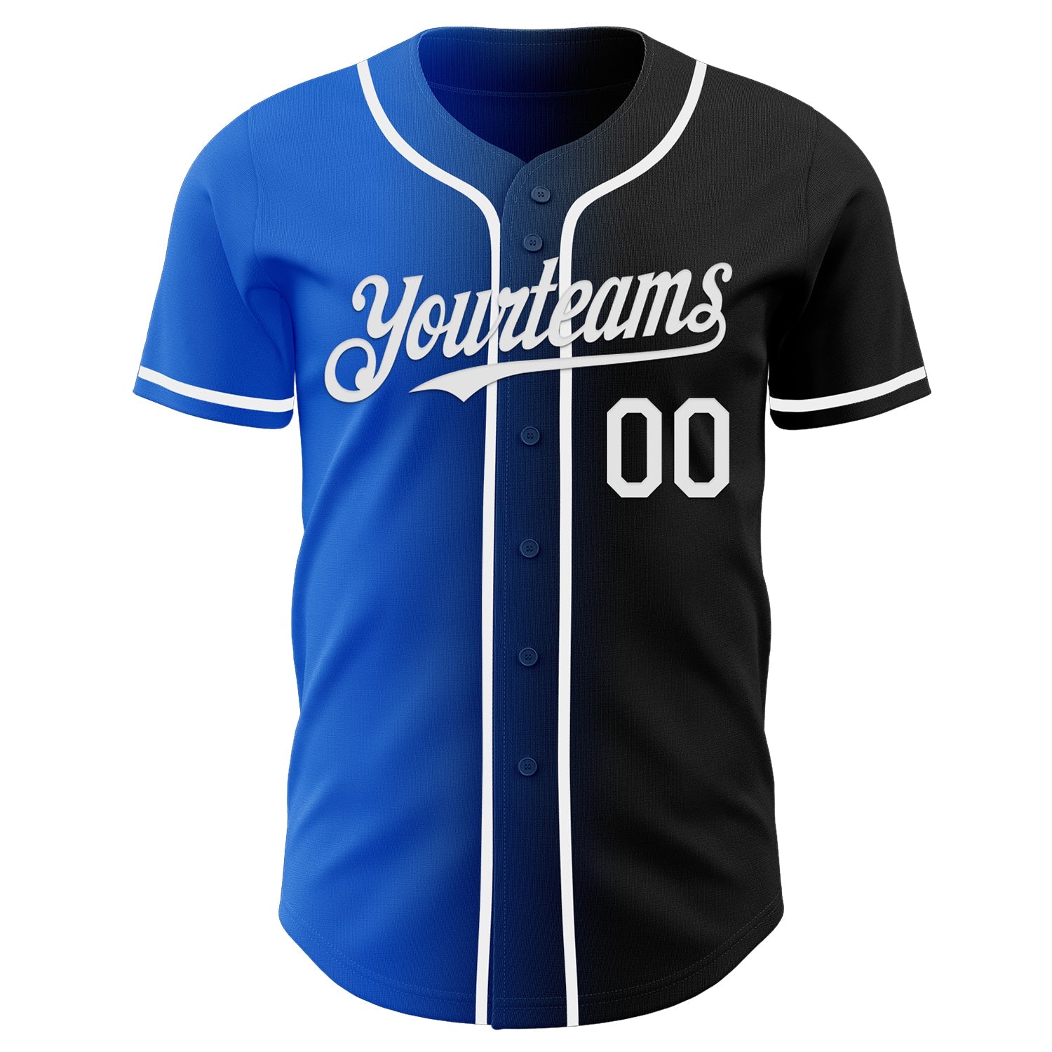 Custom Black White-Thunder Blue Authentic Gradient Fashion Baseball Jersey view 2