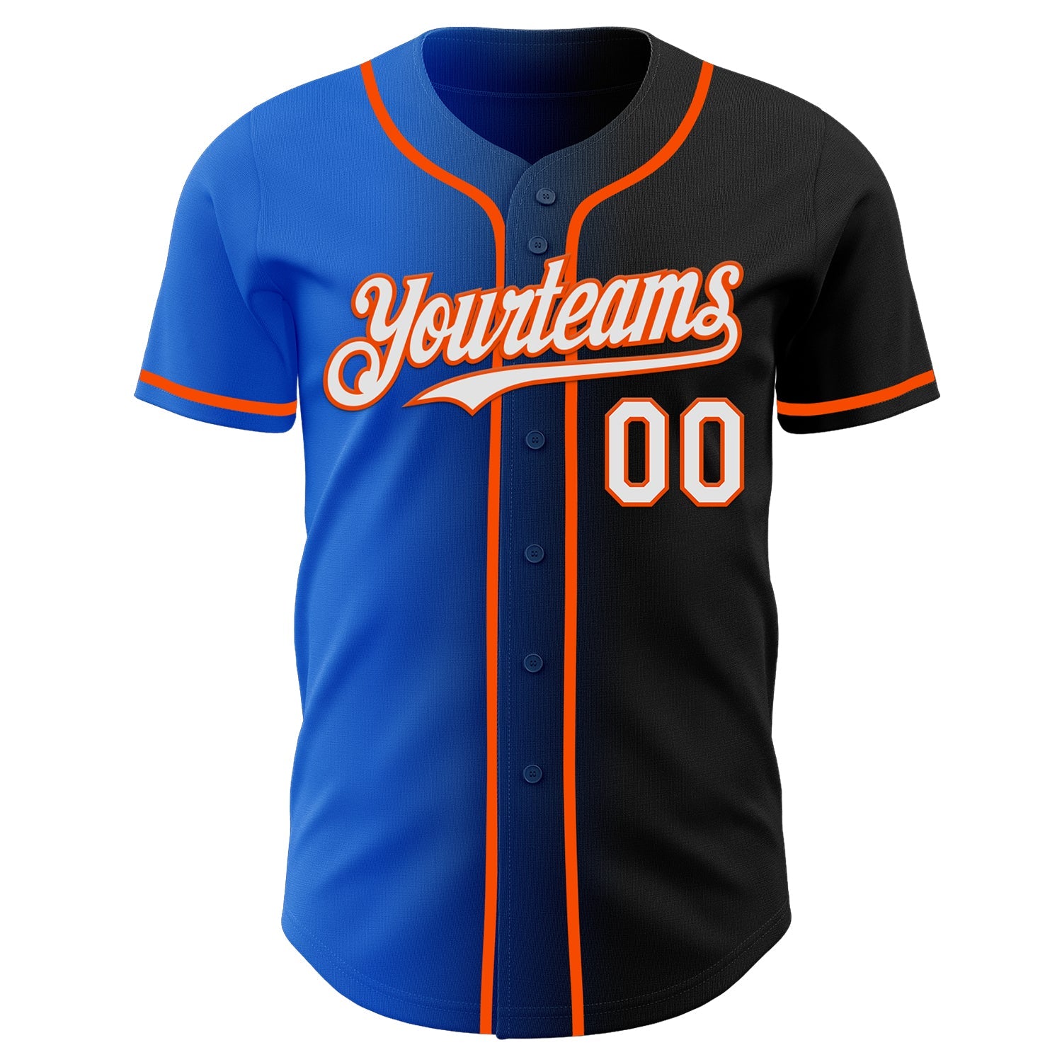 Custom Black White Thunder Blue-Orange Authentic Gradient Fashion Baseball Jersey view 2