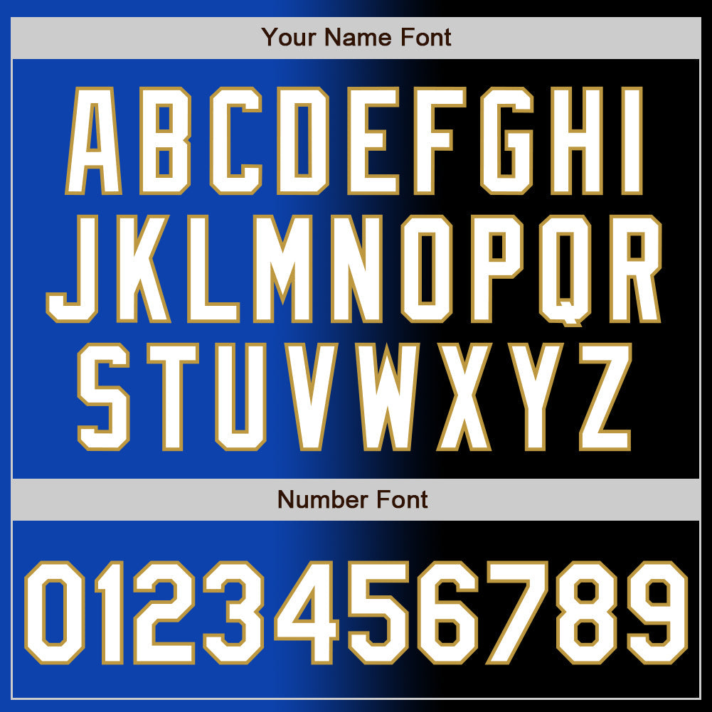 Custom Black White Thunder Blue-Old Gold Authentic Gradient Fashion Baseball Jersey view 5