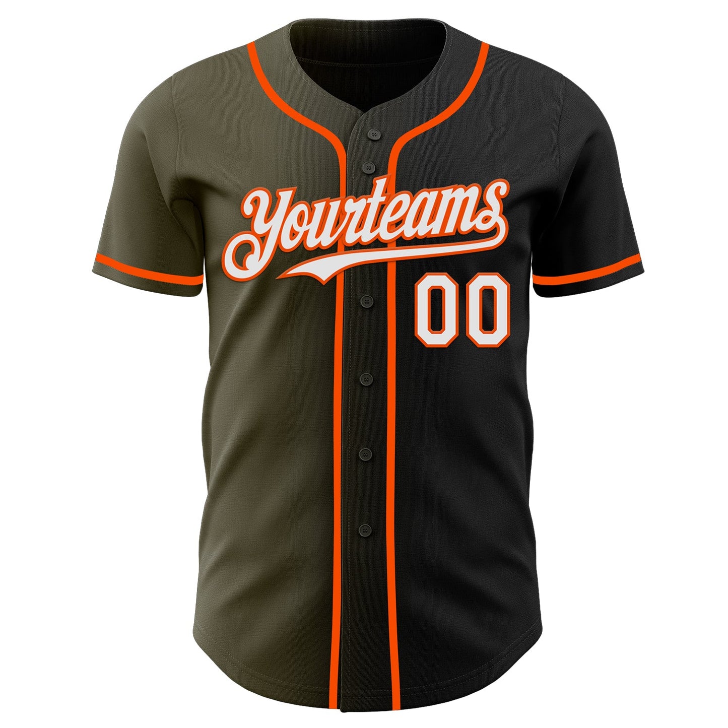 Custom Black White Olive-Orange Authentic Gradient Fashion Baseball Jersey view 2