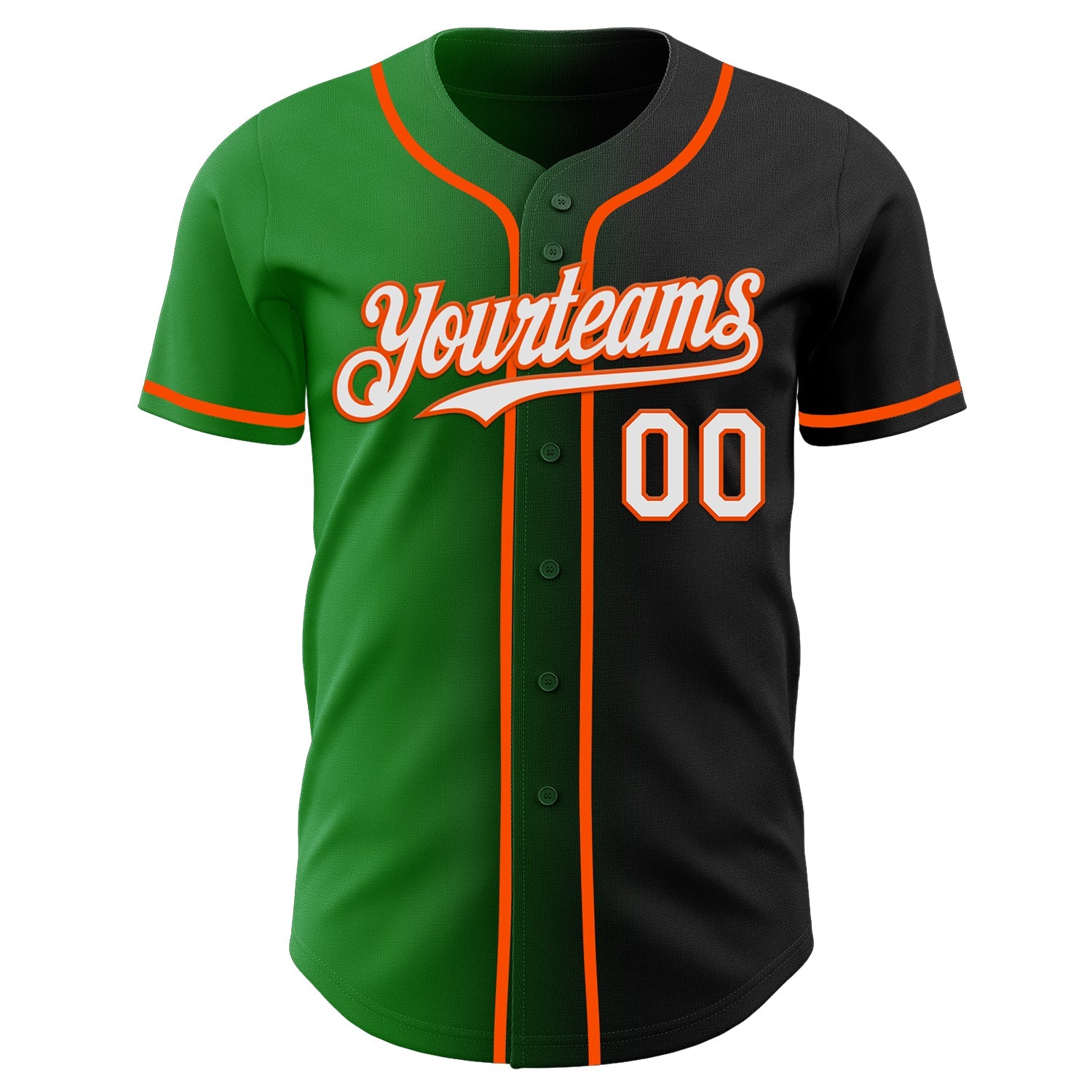 Custom Black White Grass Green-Orange Authentic Gradient Fashion Baseball Jersey view 2