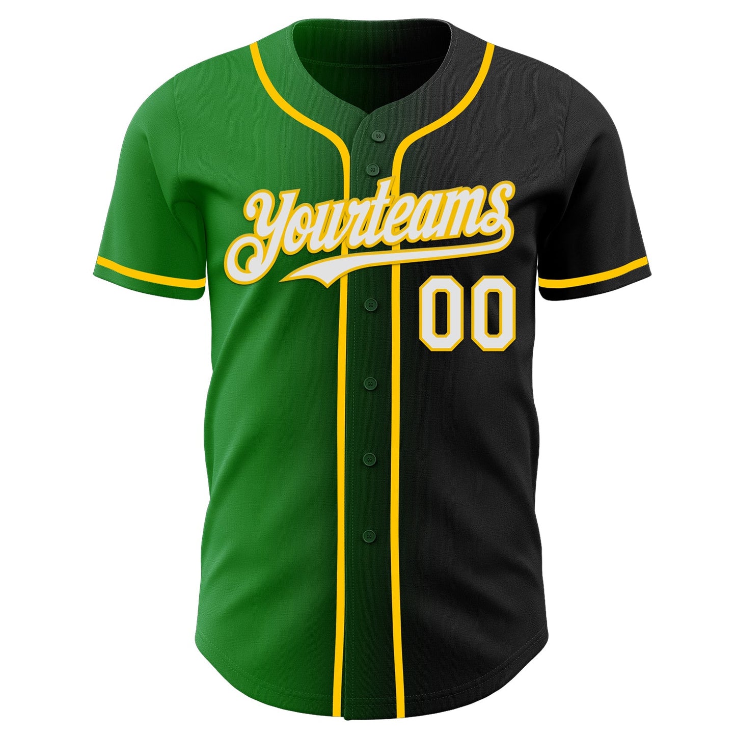 Custom Black White Grass Green-Yellow Authentic Gradient Fashion Baseball Jersey view 2