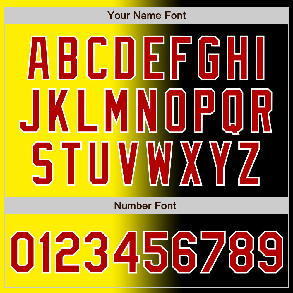 Custom Black Red Light Yellow-White Authentic Gradient Fashion Baseball Jersey view 5