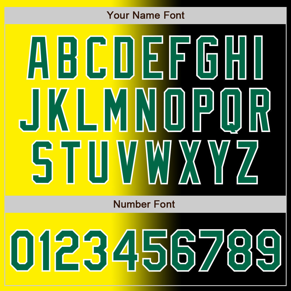 Custom Black Kelly Green Light Yellow-White Authentic Gradient Fashion Baseball Jersey view 5