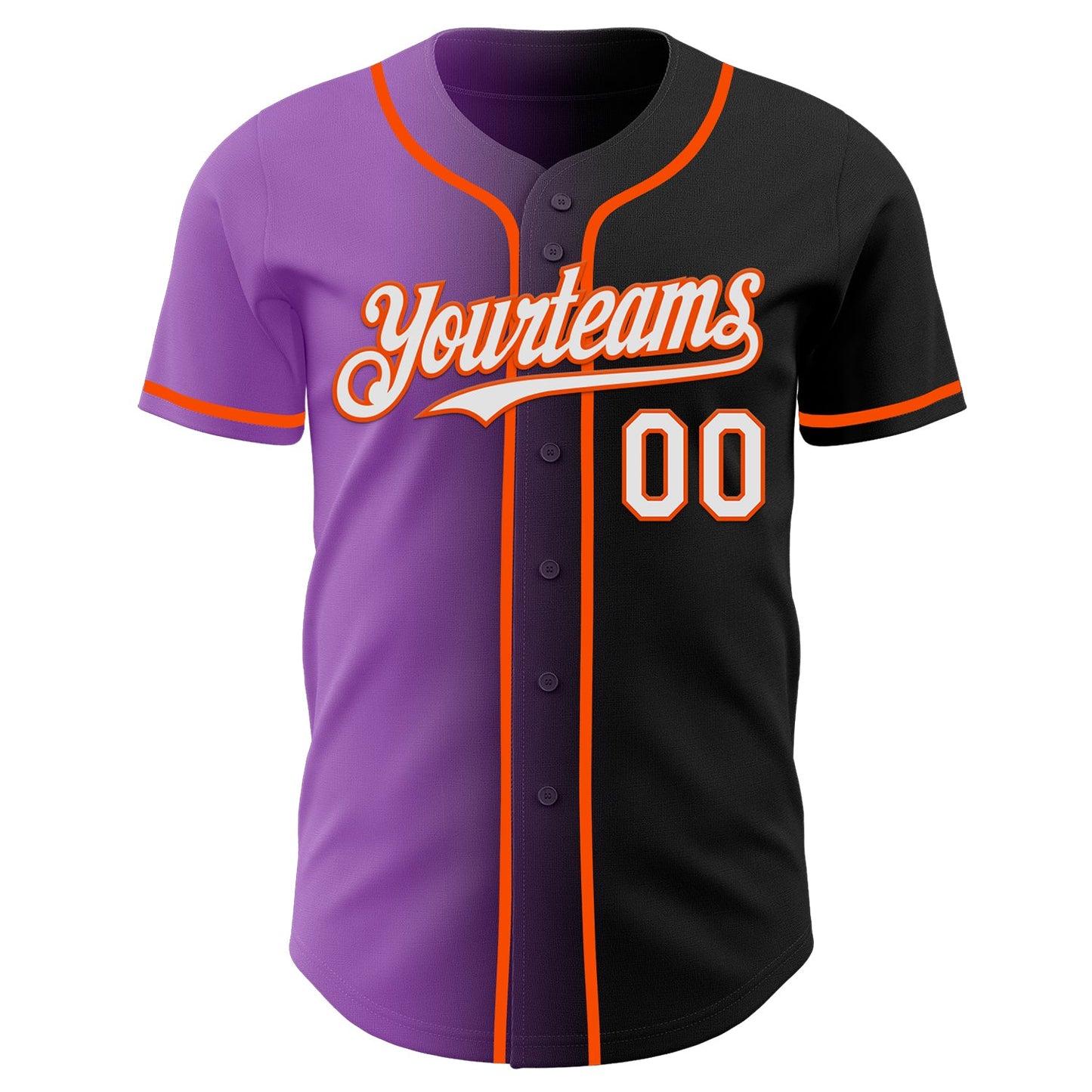 Custom Black White Medium Purple-Orange Authentic Gradient Fashion Baseball Jersey view 2
