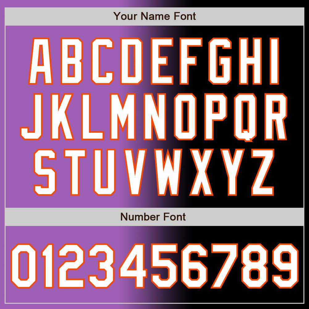 Custom Black White Medium Purple-Orange Authentic Gradient Fashion Baseball Jersey view 5