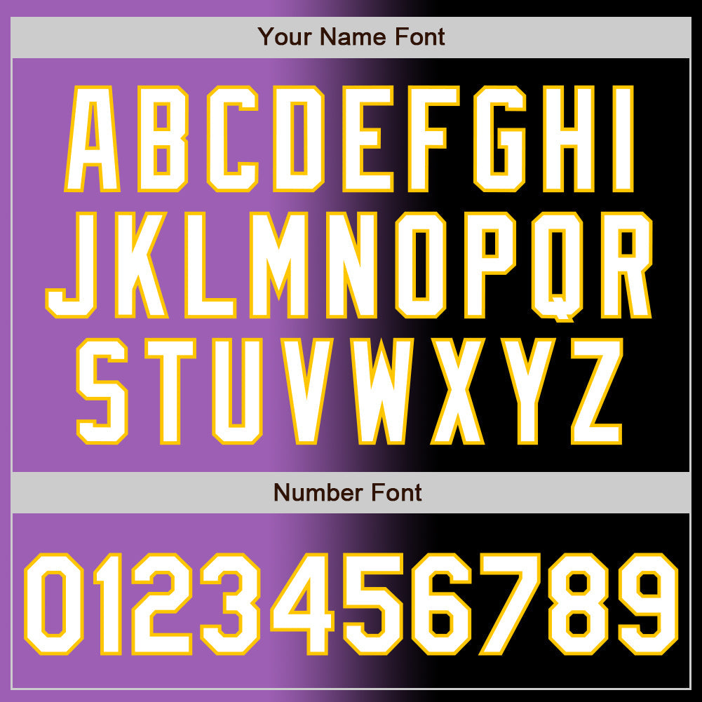 Custom Black White Medium Purple-Yellow Authentic Gradient Fashion Baseball Jersey view 5