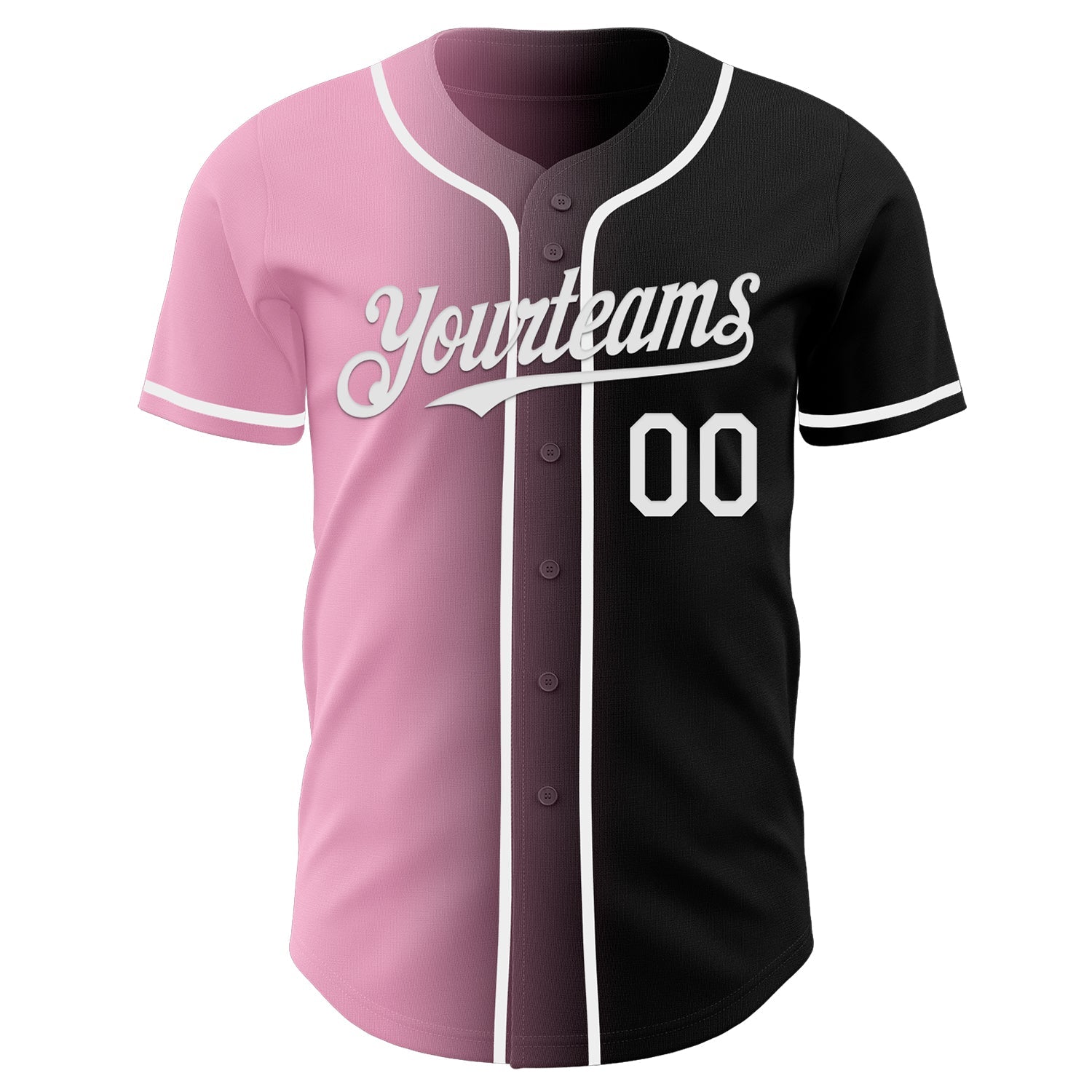 Custom Black White-Light Pink Authentic Gradient Fashion Baseball Jersey view 2
