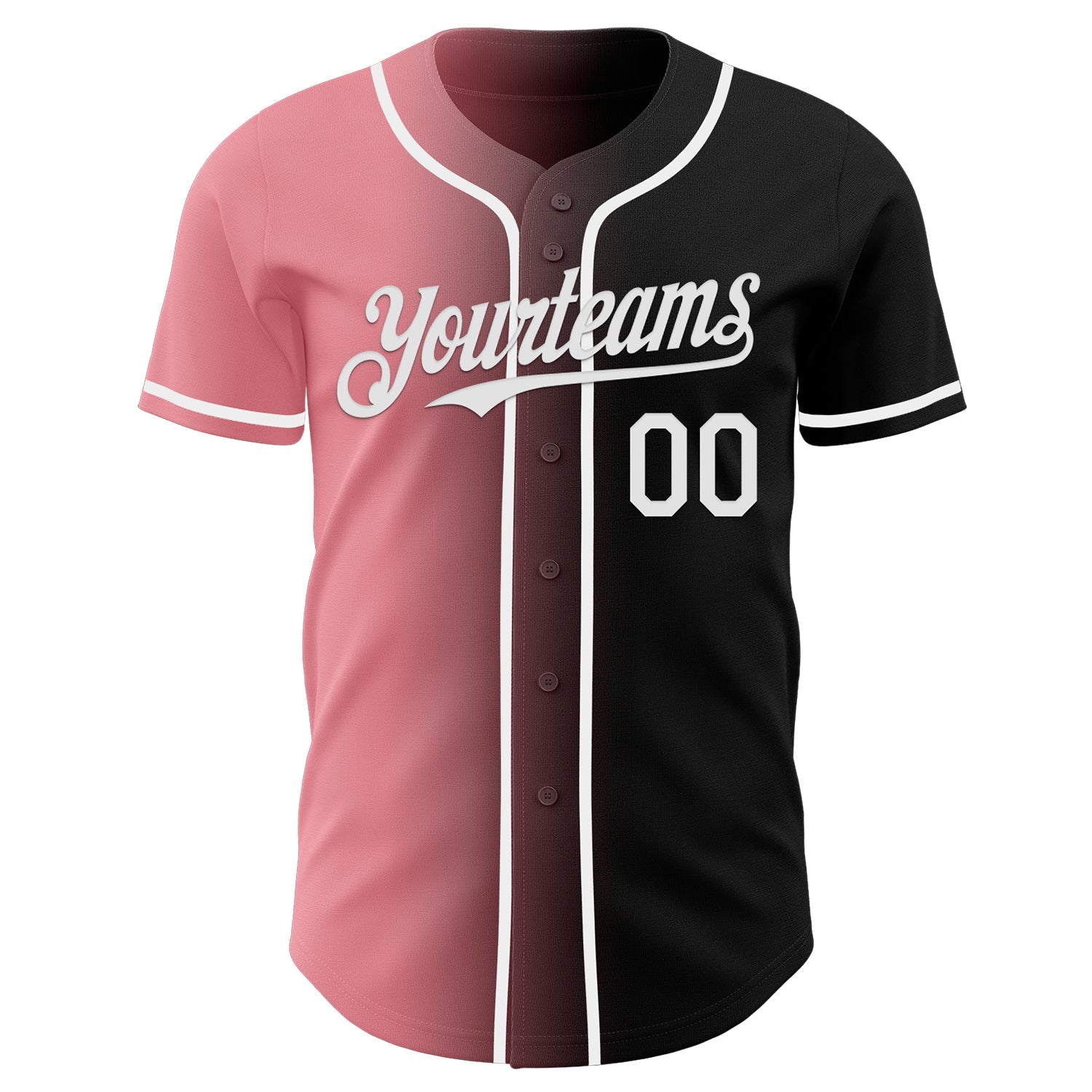 Custom Black White-Medium Pink Authentic Gradient Fashion Baseball Jersey view 2