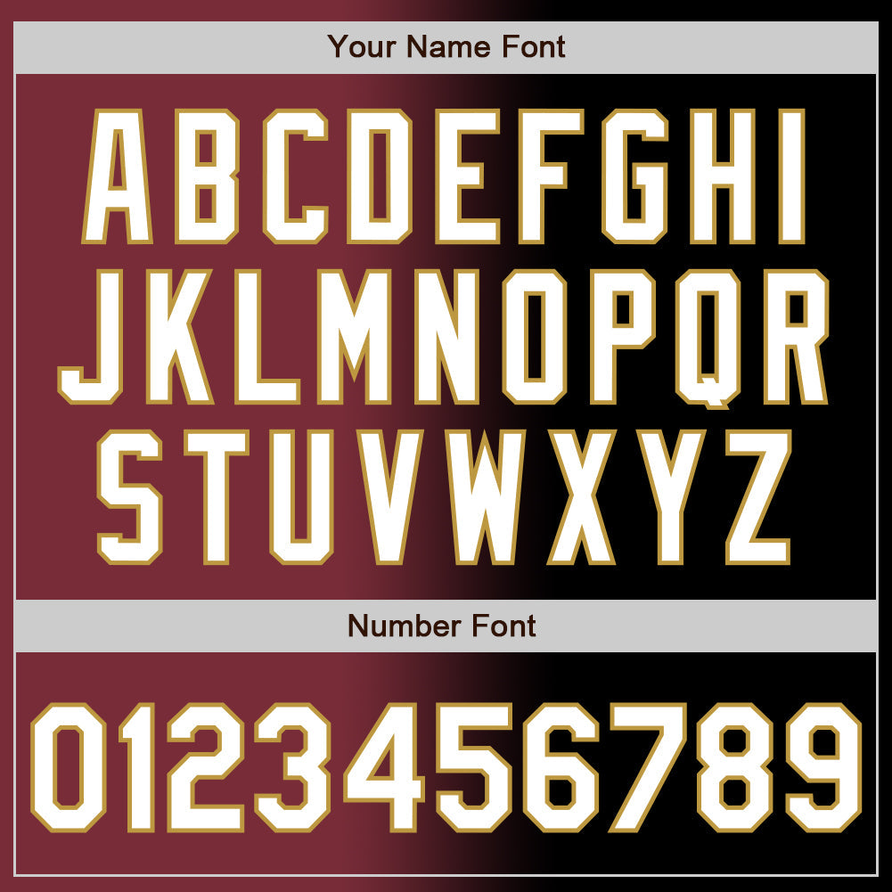 Custom Black White Burgundy-Old Gold Authentic Gradient Fashion Baseball Jersey view 5