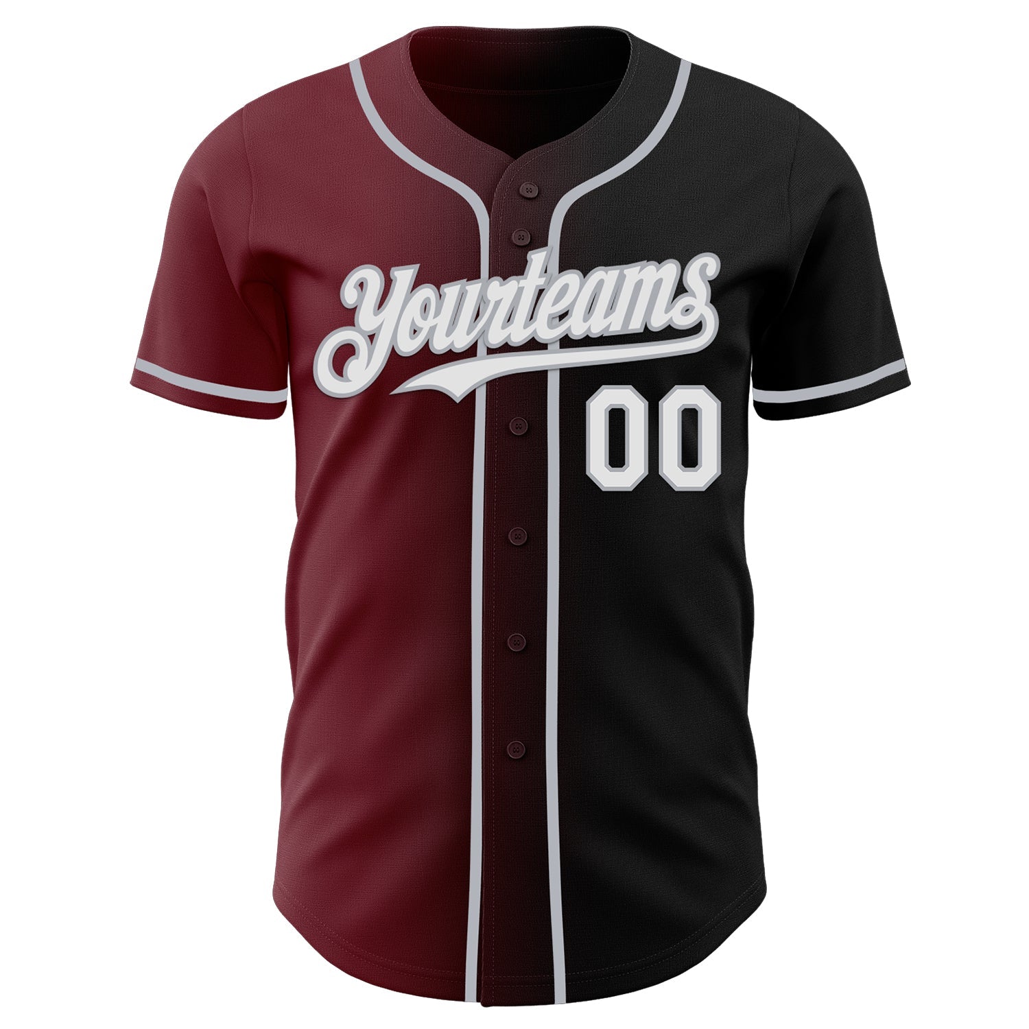 Custom Black White Burgundy-Gray Authentic Gradient Fashion Baseball Jersey view 2