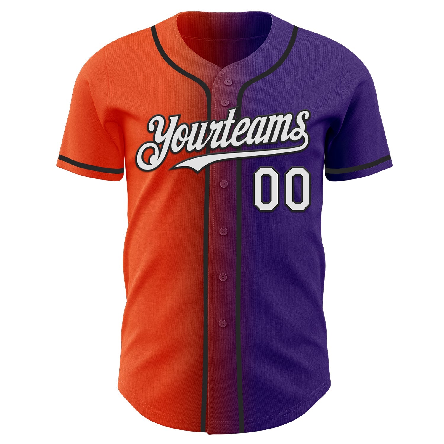 Custom Purple White Orange-Black Authentic Gradient Fashion Baseball Jersey view 2