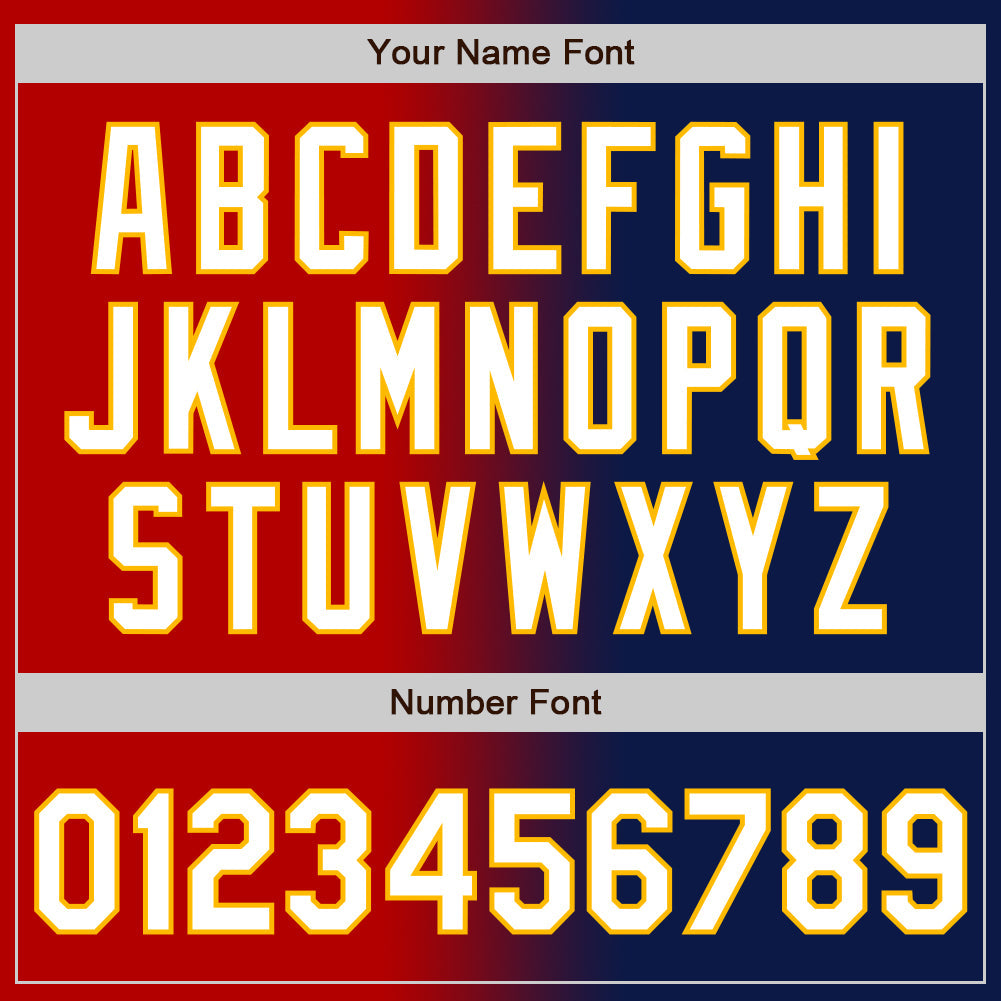 Custom Navy White Red-Gold Authentic Gradient Fashion Baseball Jersey view 5