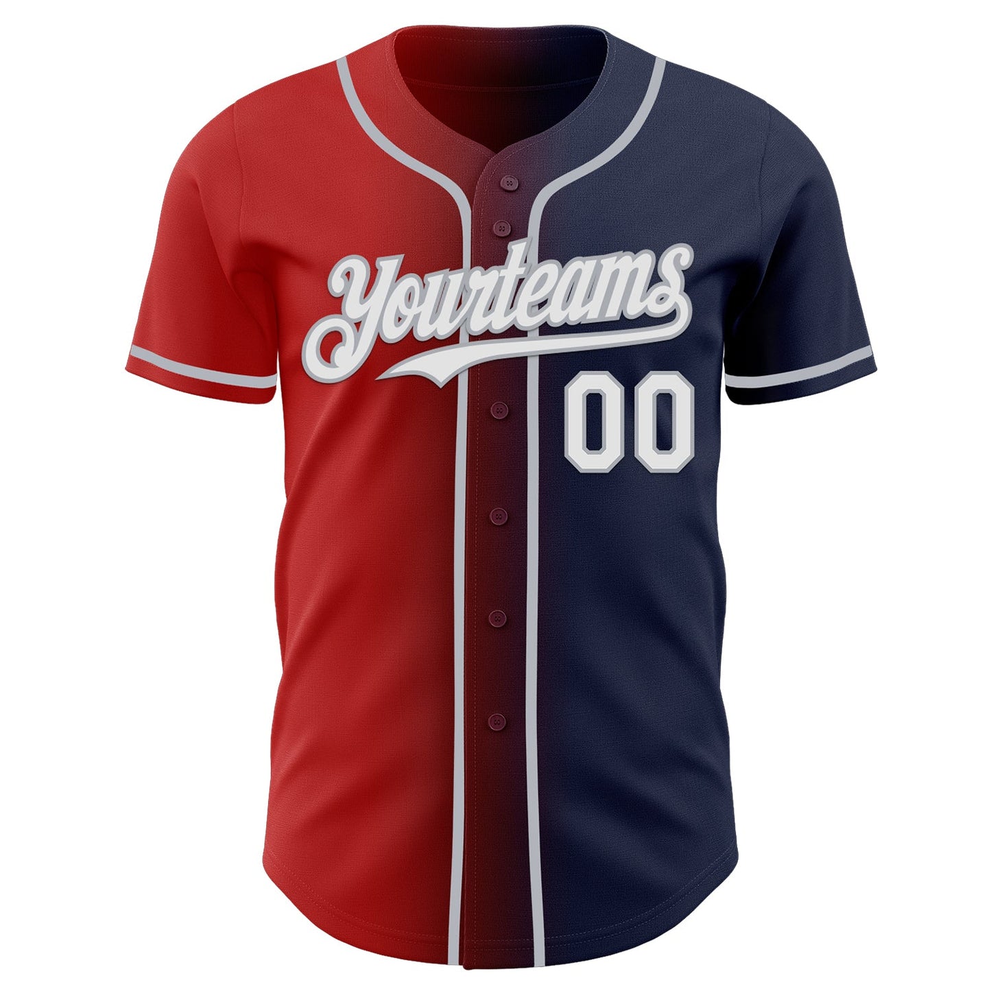 Custom Navy White Red-Gray Authentic Gradient Fashion Baseball Jersey view 2