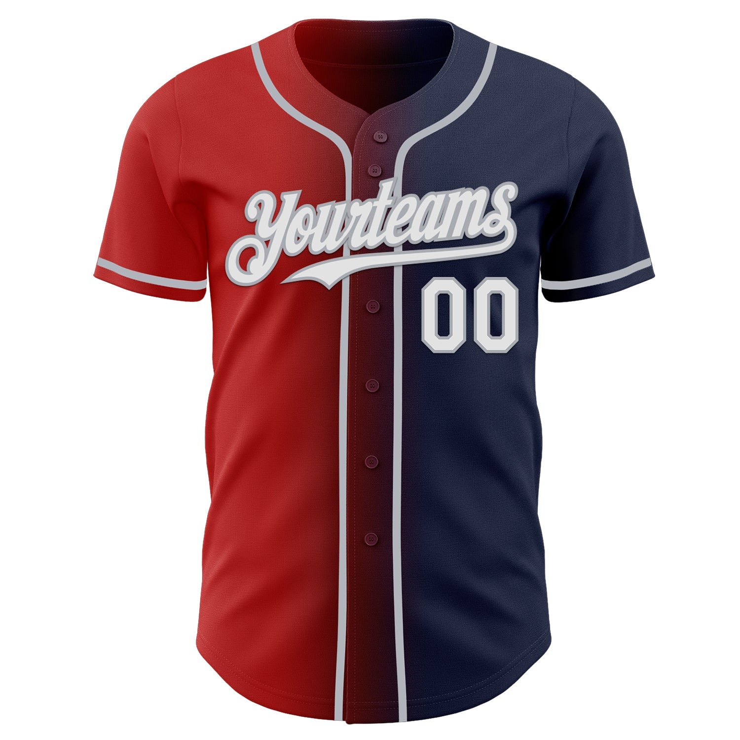 Custom Navy White Red-Gray Authentic Gradient Fashion Baseball Jersey view 2