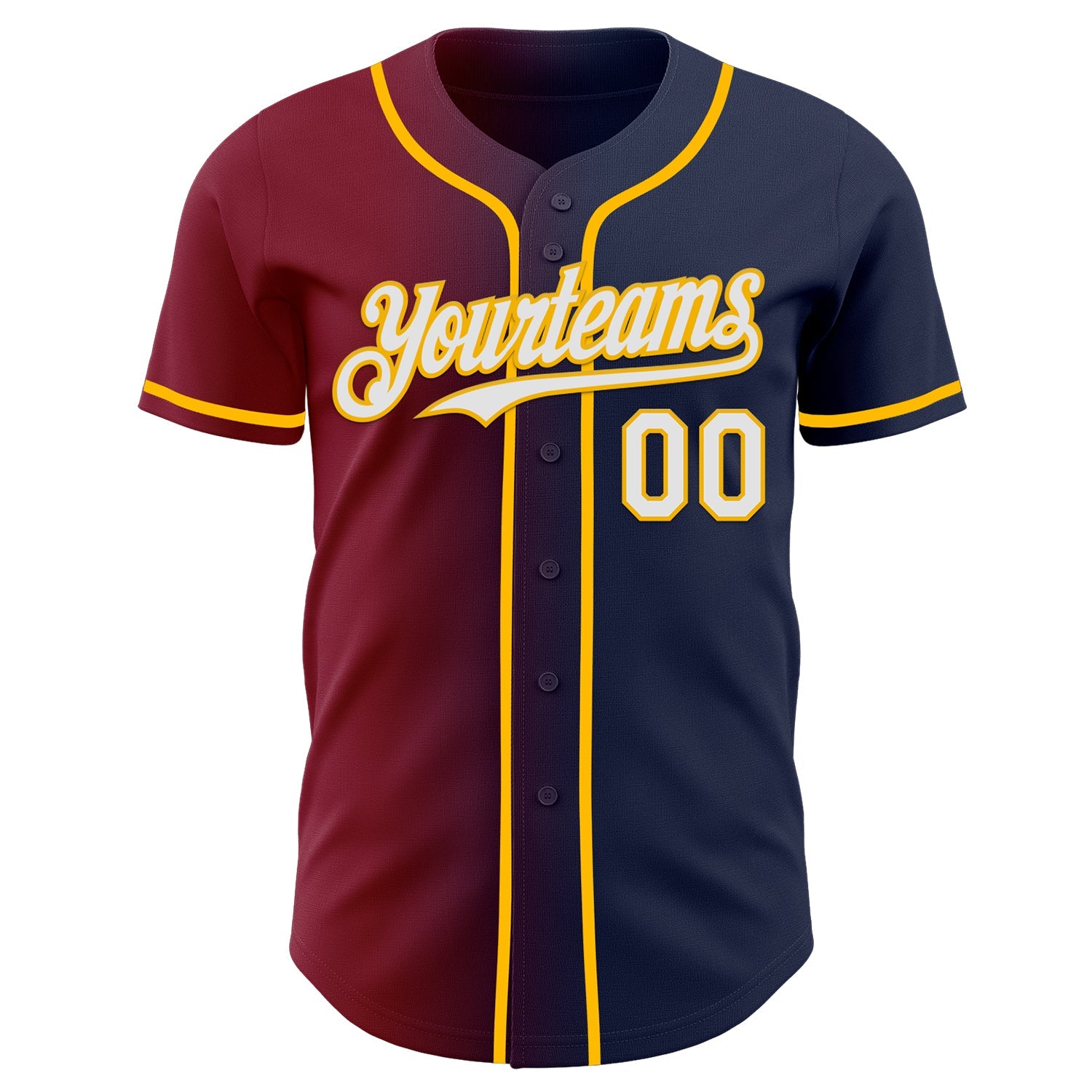 Custom Navy White Crimson-Gold Authentic Gradient Fashion Baseball Jersey view 2