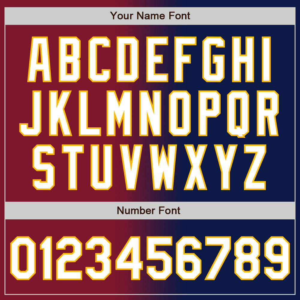 Custom Navy White Crimson-Gold Authentic Gradient Fashion Baseball Jersey view 5