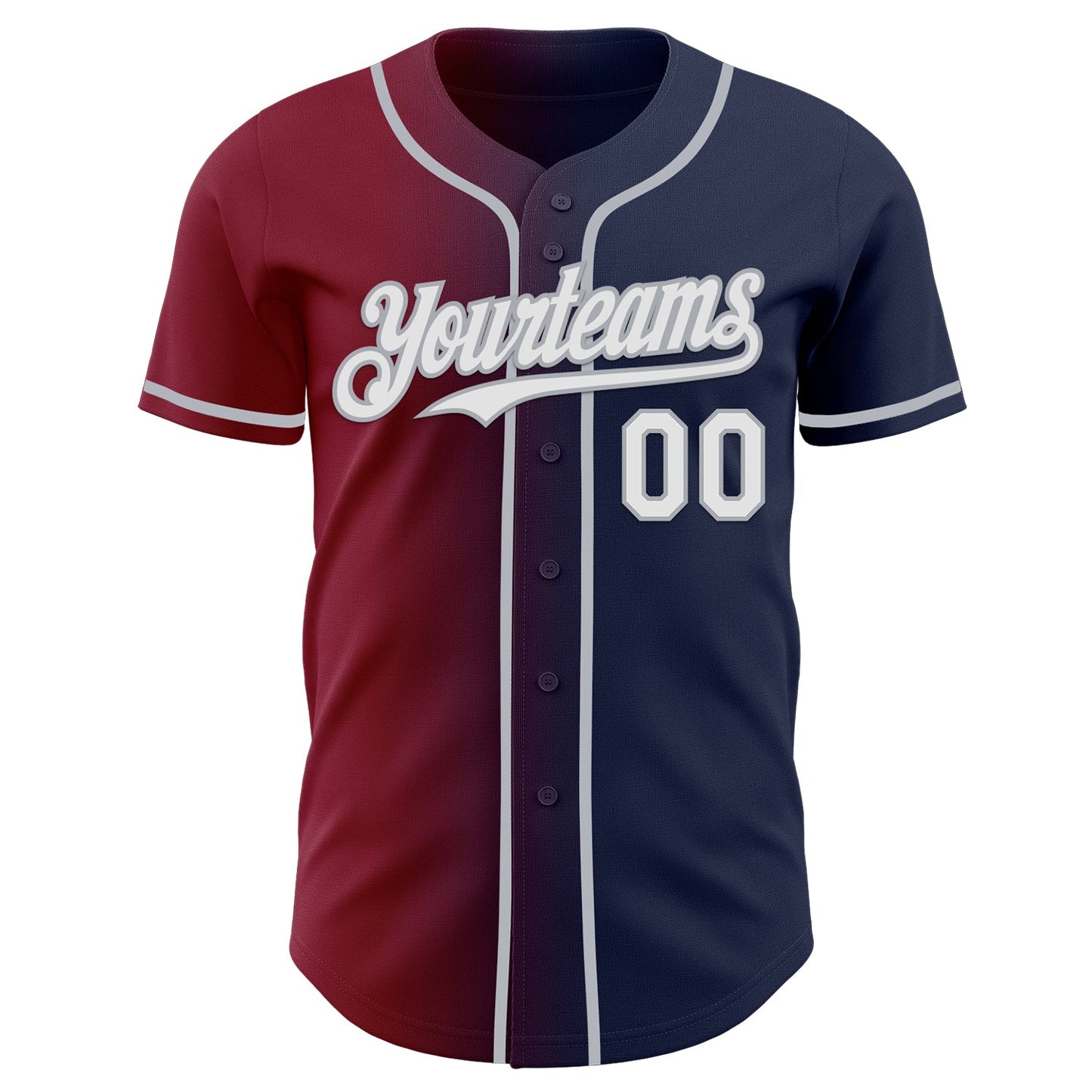 Custom Navy White Crimson-Gray Authentic Gradient Fashion Baseball Jersey view 2