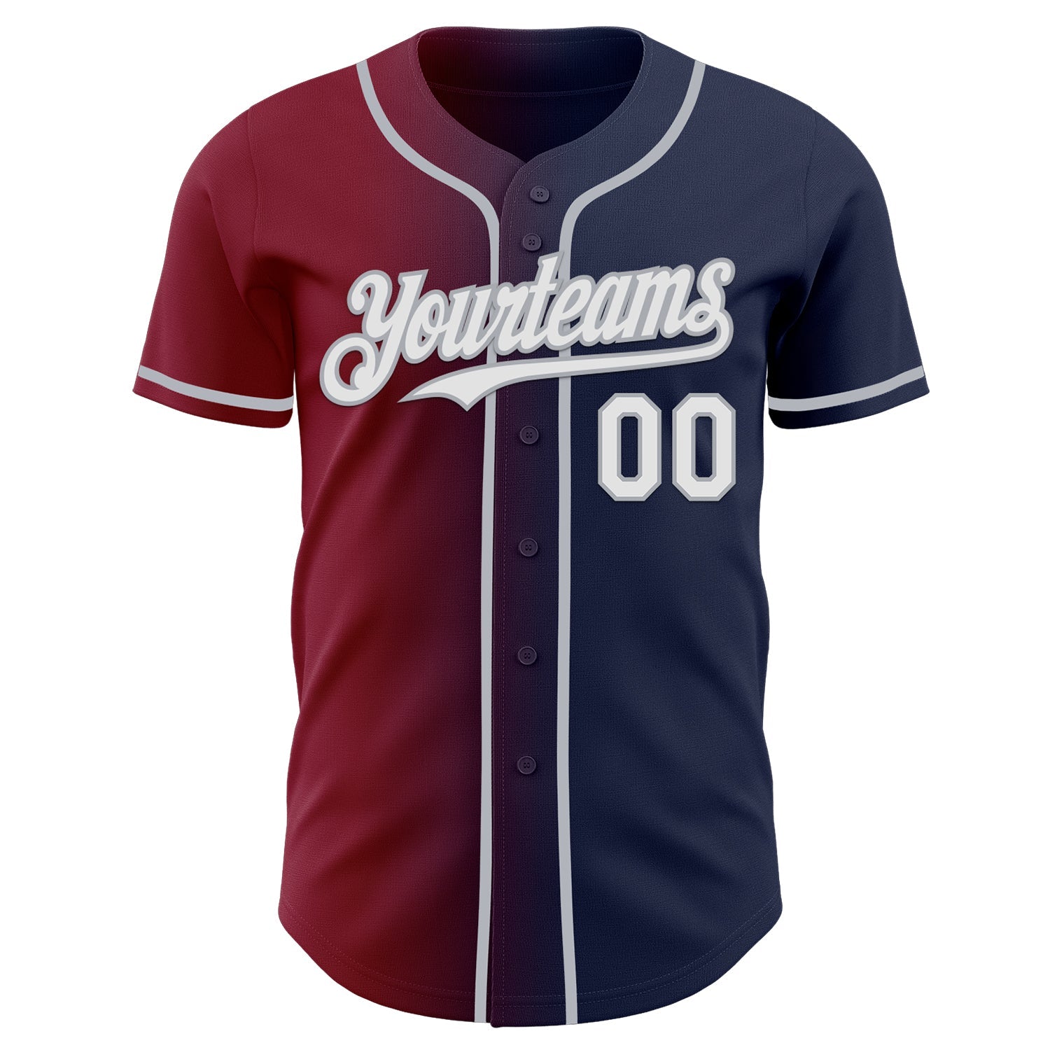 Custom Navy White Crimson-Gray Authentic Gradient Fashion Baseball Jersey view 2