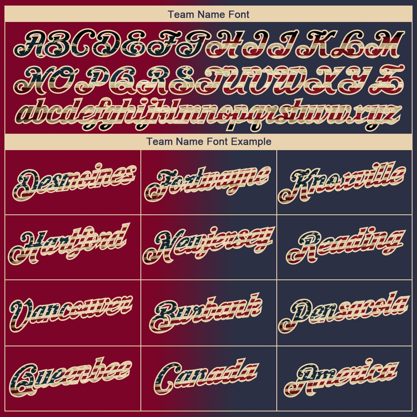 Custom Navy Vintage USA Flag Maroon-City Cream Gradient Fashion Performance T-Shirt view 3