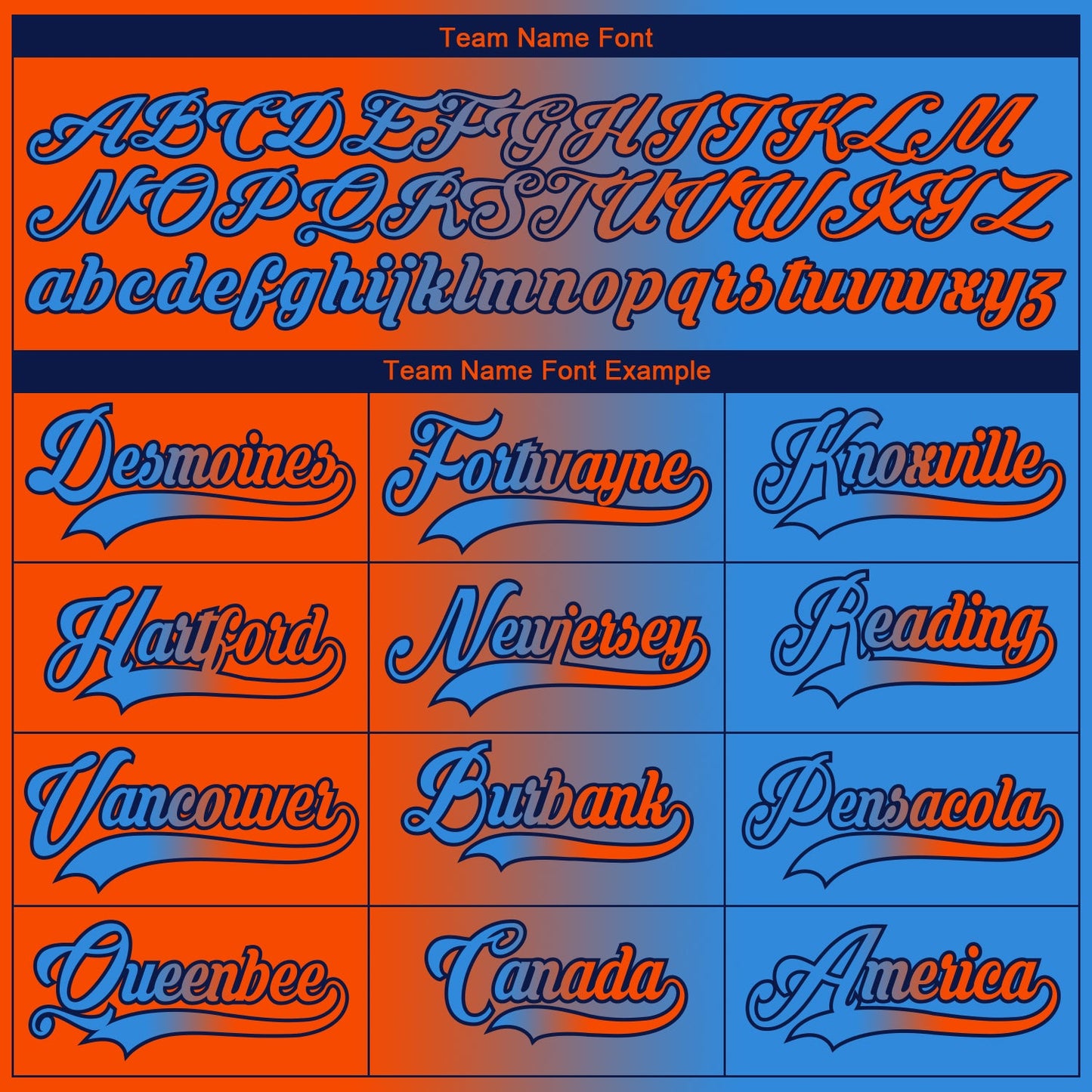 Custom Powder Blue Orange-Navy Gradient Fashion Hockey Lace Neck Jersey view 6
