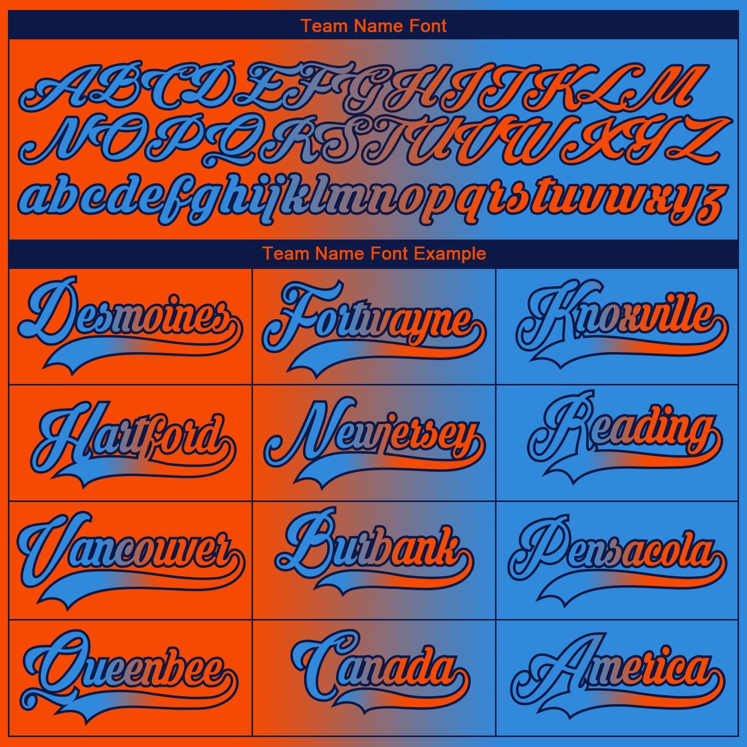 Custom Powder Blue Orange-Navy Gradient Fashion Hockey Lace Neck Jersey view 6