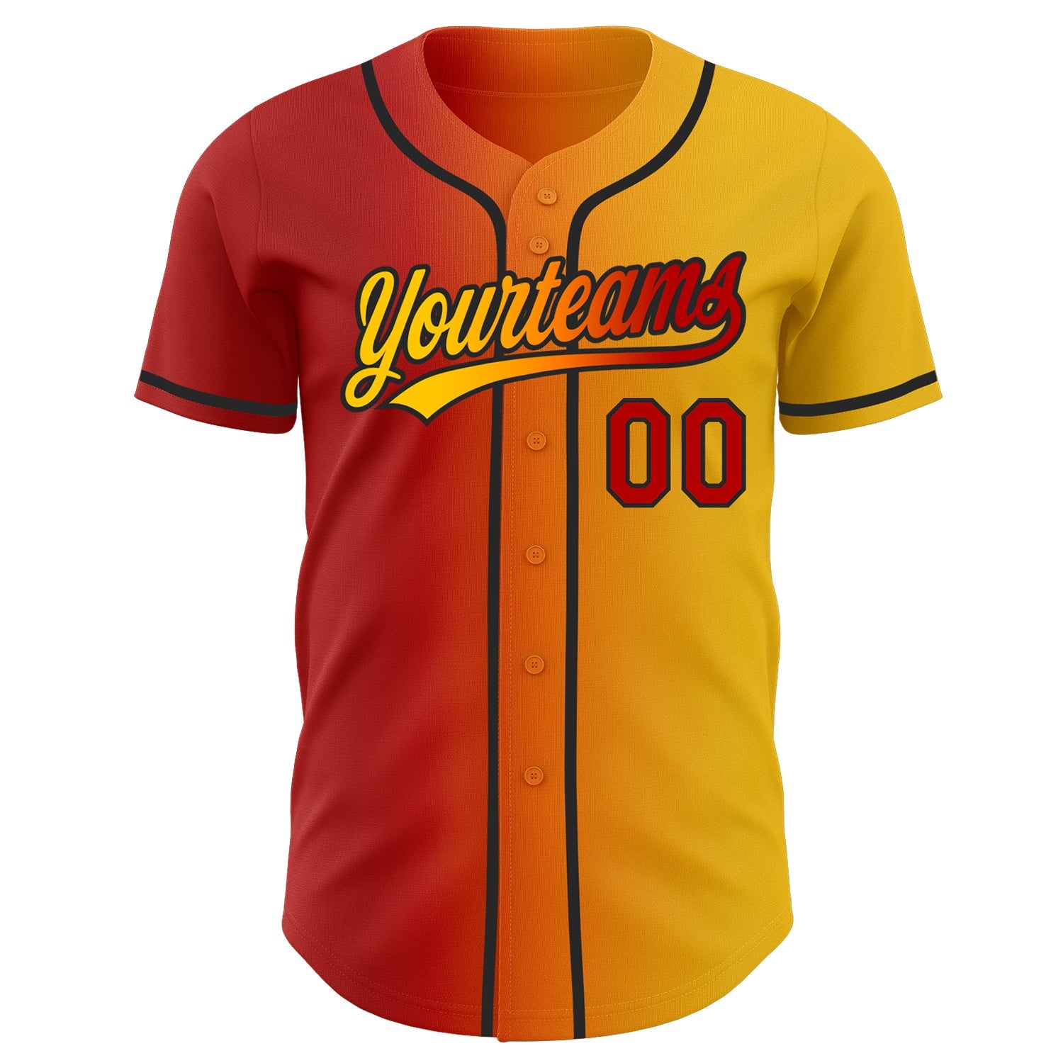Custom Yellow Red Bay Orange-Black Authentic Gradient Fashion Baseball Jersey view 3
