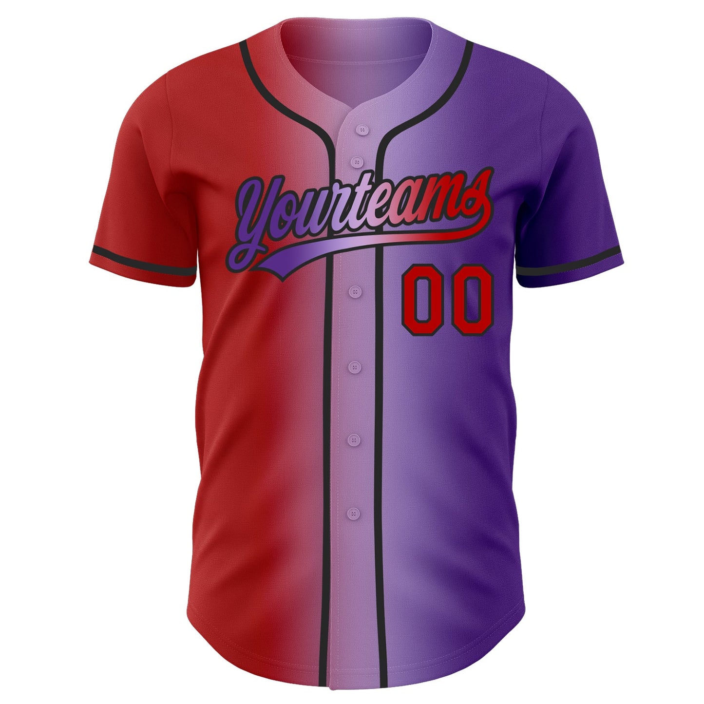 Custom Purple Red Light Purple-Black Authentic Gradient Fashion Baseball Jersey view 3