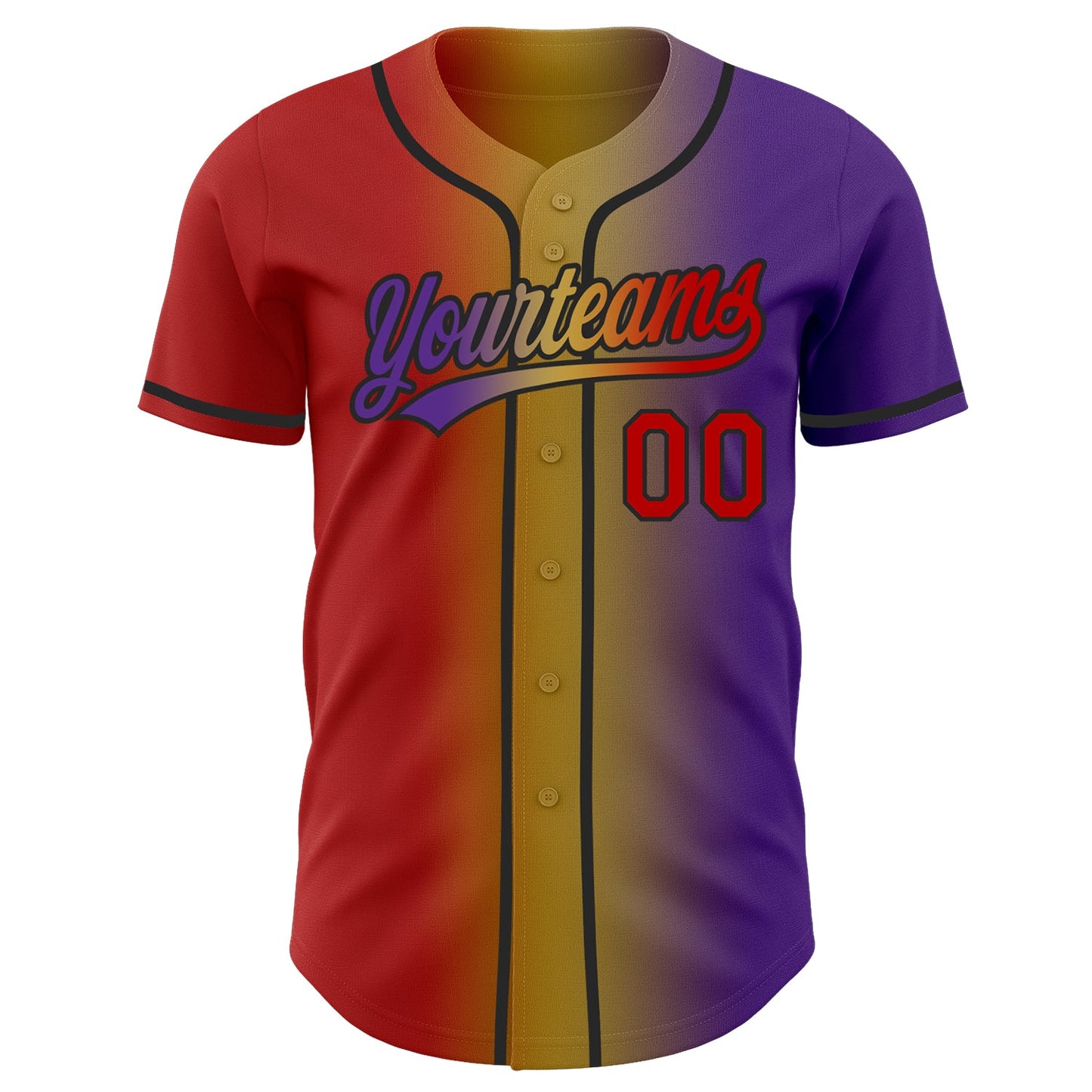 Custom Purple Red Old Gold-Black Authentic Gradient Fashion Baseball Jersey view 3