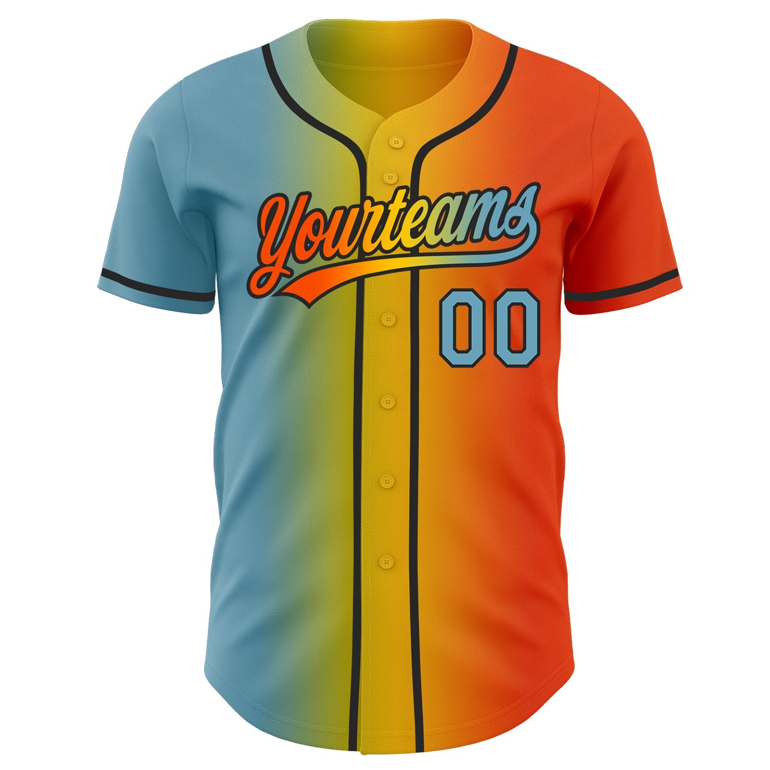 Custom Orange Shadow Blue Yellow-Black Authentic Gradient Fashion Baseball Jersey view 3