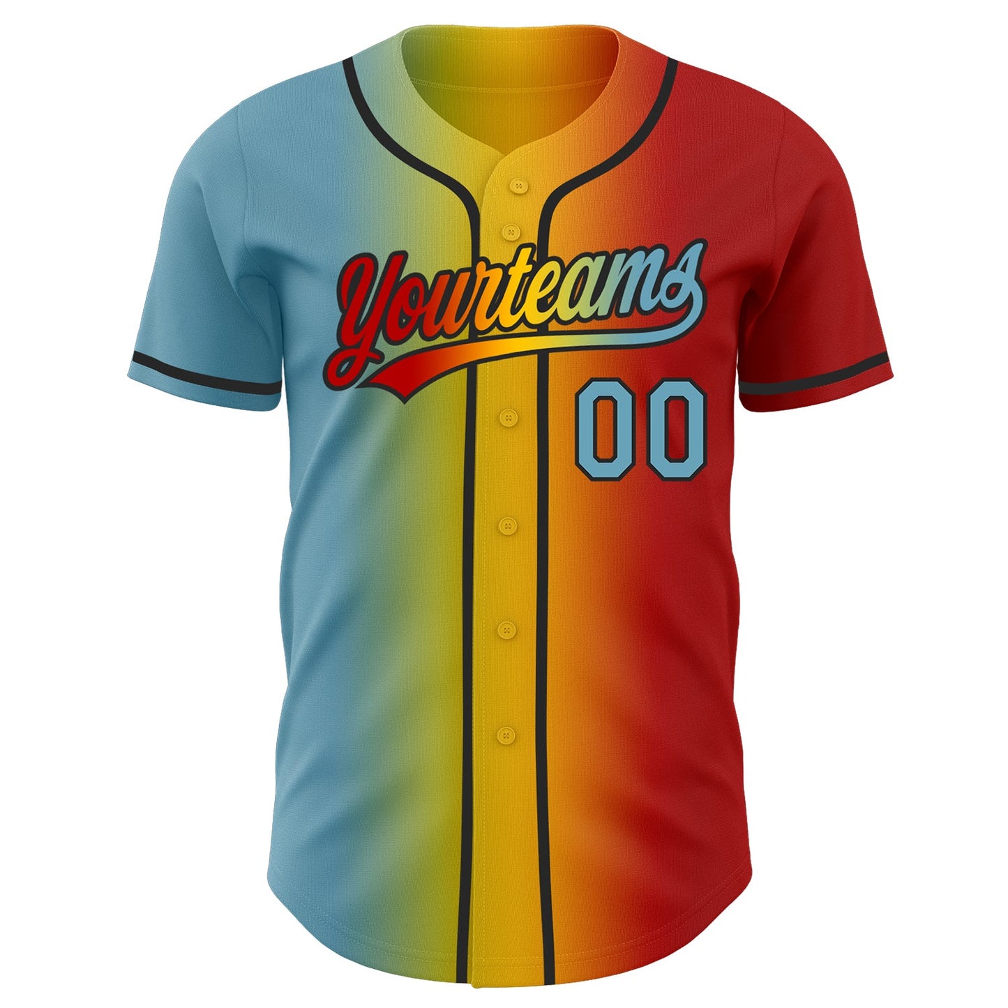 Custom Red Shadow Blue Yellow-Black Authentic Gradient Fashion Baseball Jersey view 3