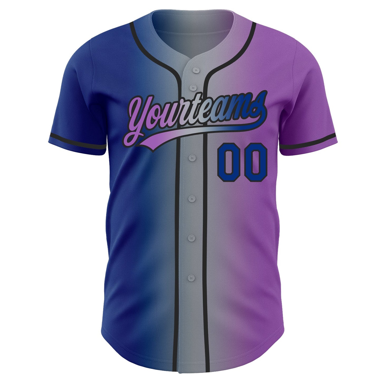 Custom Medium Purple Royal Gray-Black Authentic Gradient Fashion Baseball Jersey view 3