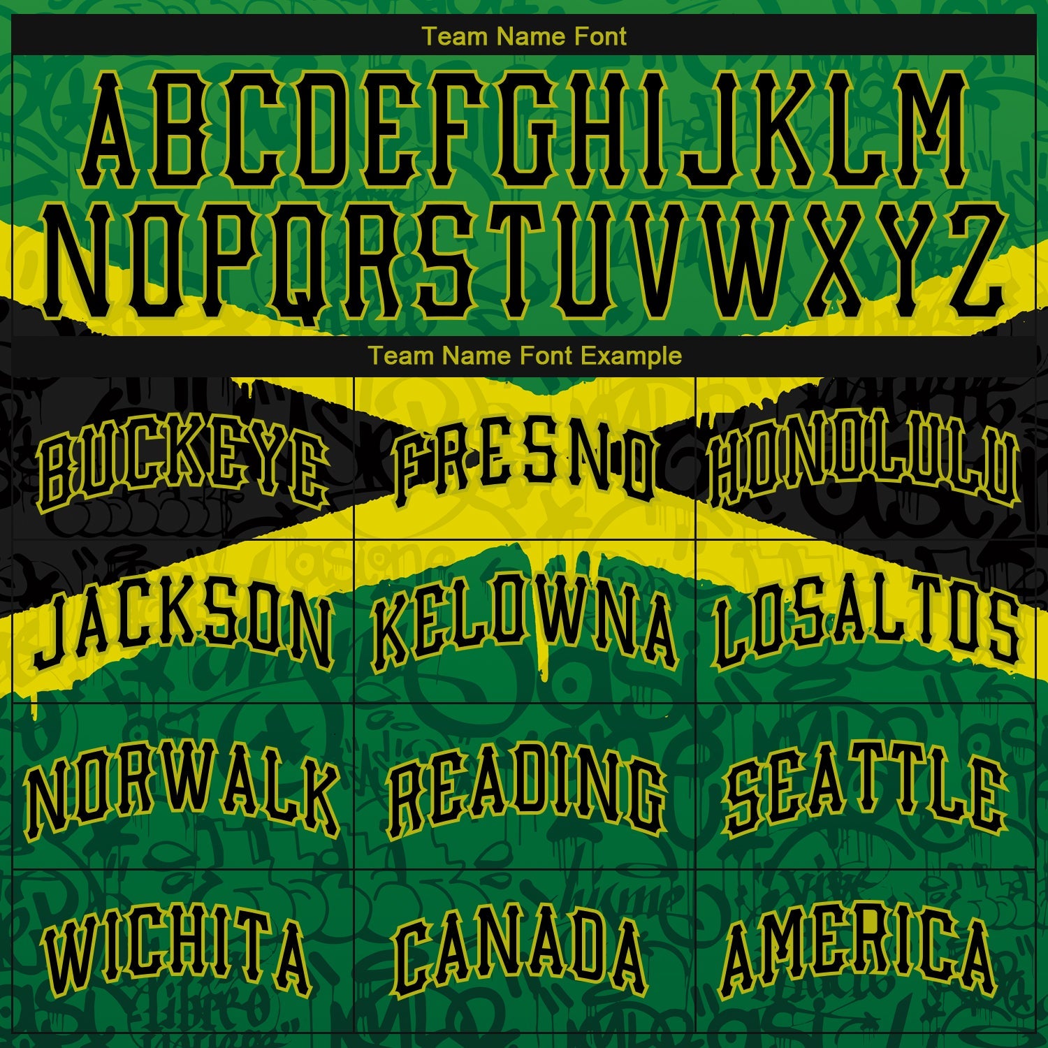 Custom Graffiti Pattern Black-Green 3D Jamaica Authentic Baseball Jersey view 4