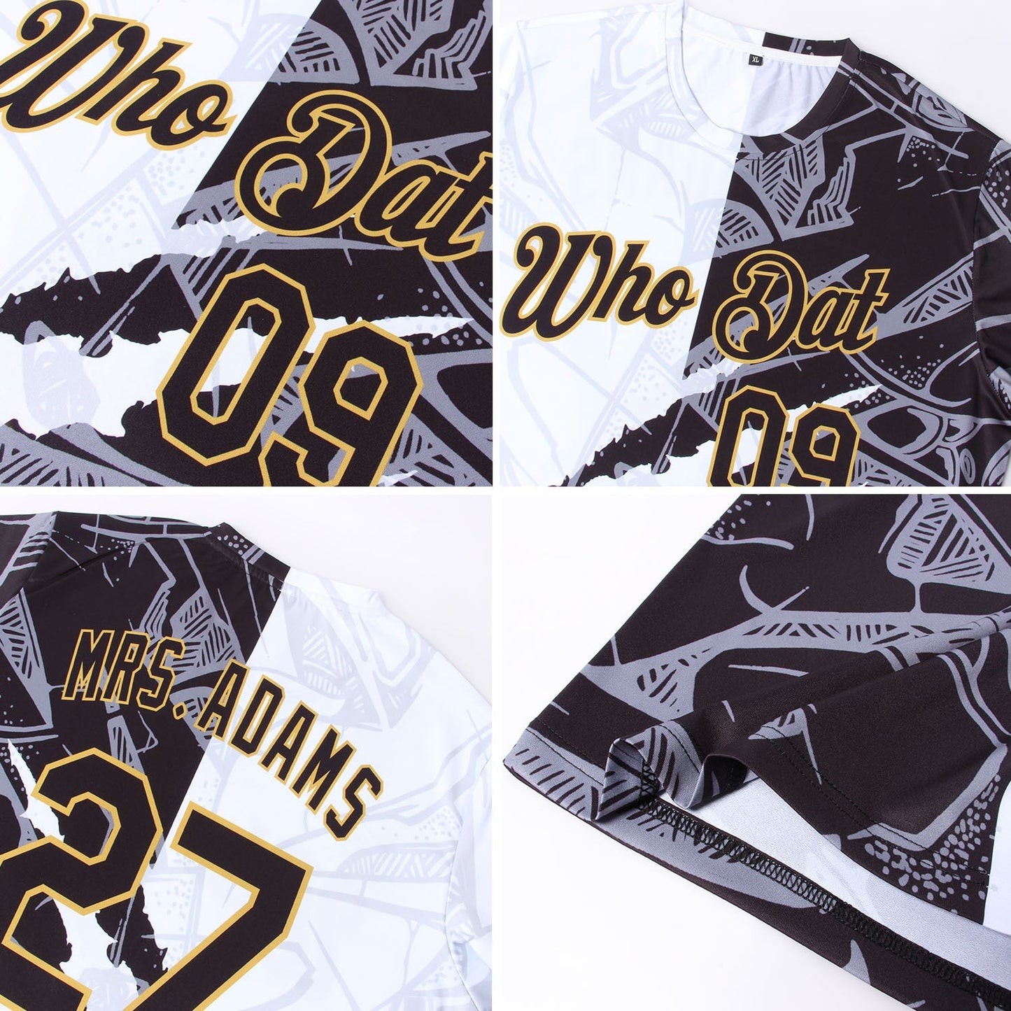 Custom Graffiti Pattern Black-Old Gold Scratch 3D Performance T-Shirt view 5