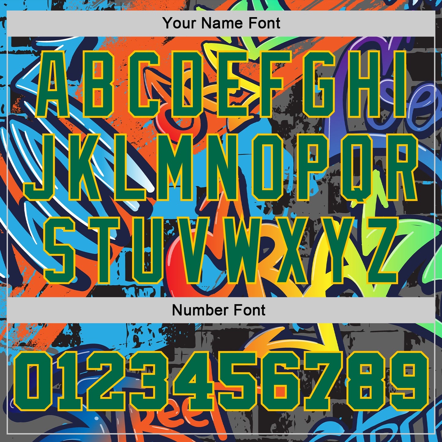Custom Graffiti Pattern Kelly Green-Gold 3D Geometric Authentic Basketball Jersey view 4