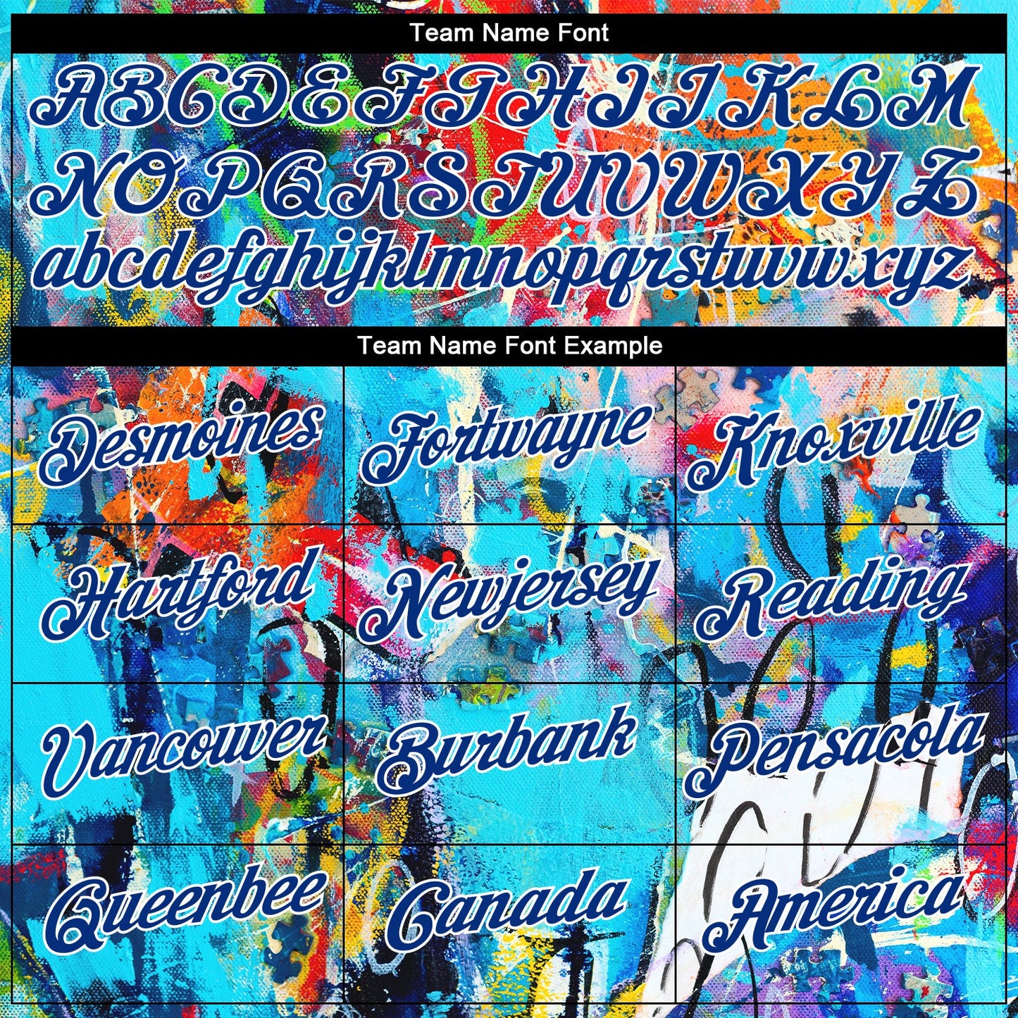 Custom Graffiti Pattern Royal-White 3D Performance T-Shirt view 3