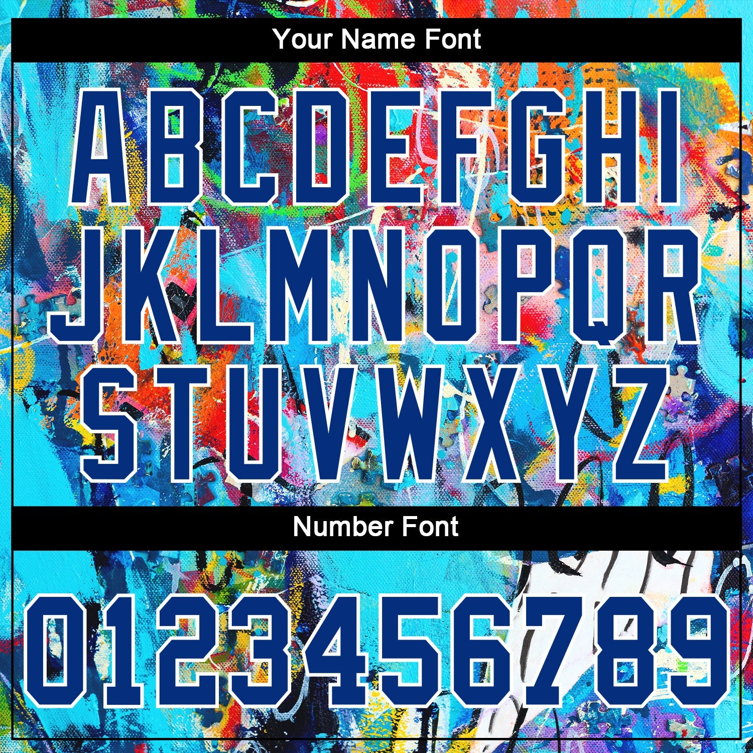 Custom Graffiti Pattern Royal-White 3D Performance T-Shirt view 4