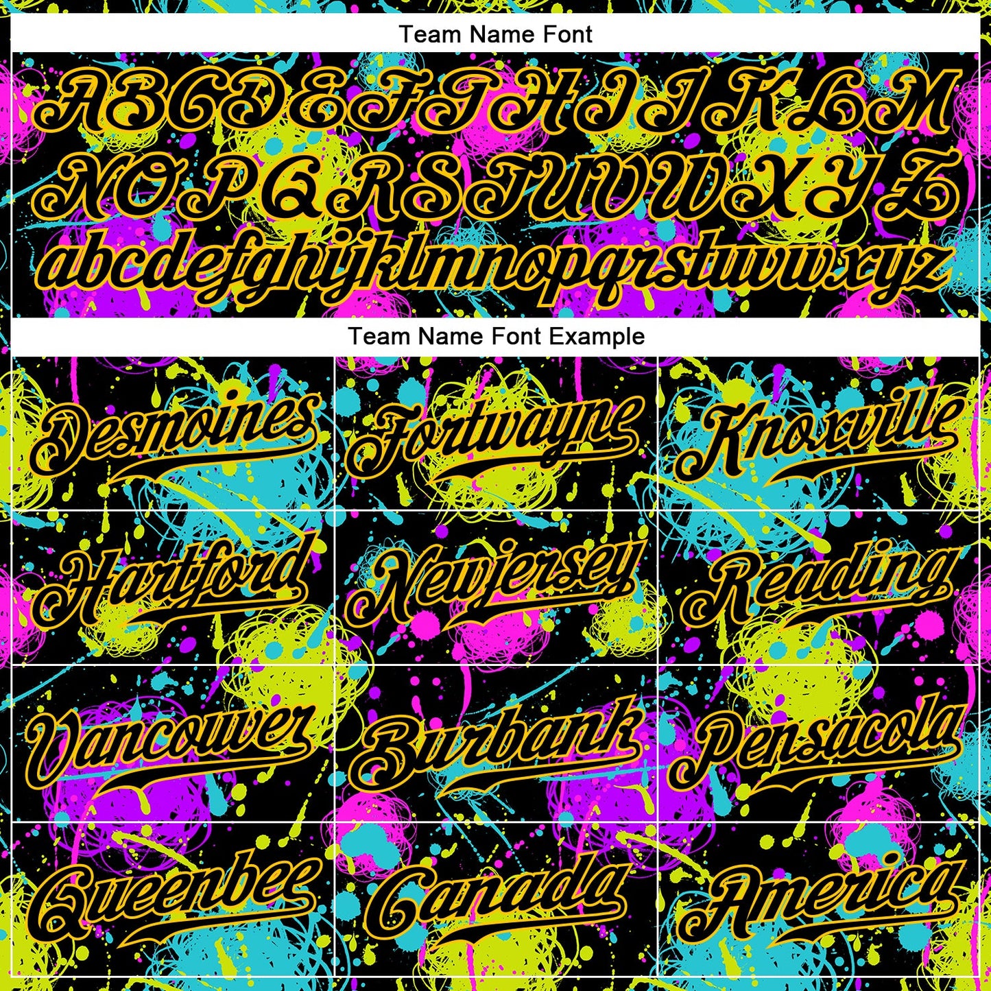 Custom Graffiti Pattern Black-Gold 3D Neon Splatter Authentic Baseball Jersey view 4