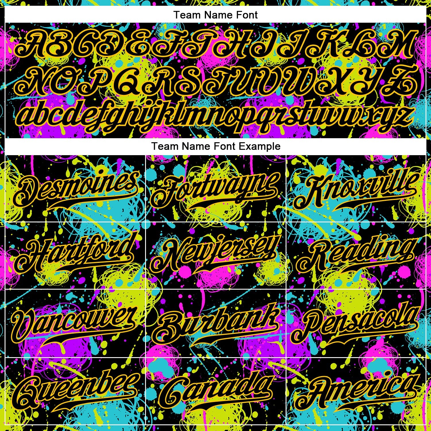 Custom Graffiti Pattern Black-Gold 3D Neon Splatter Authentic Baseball Jersey view 4